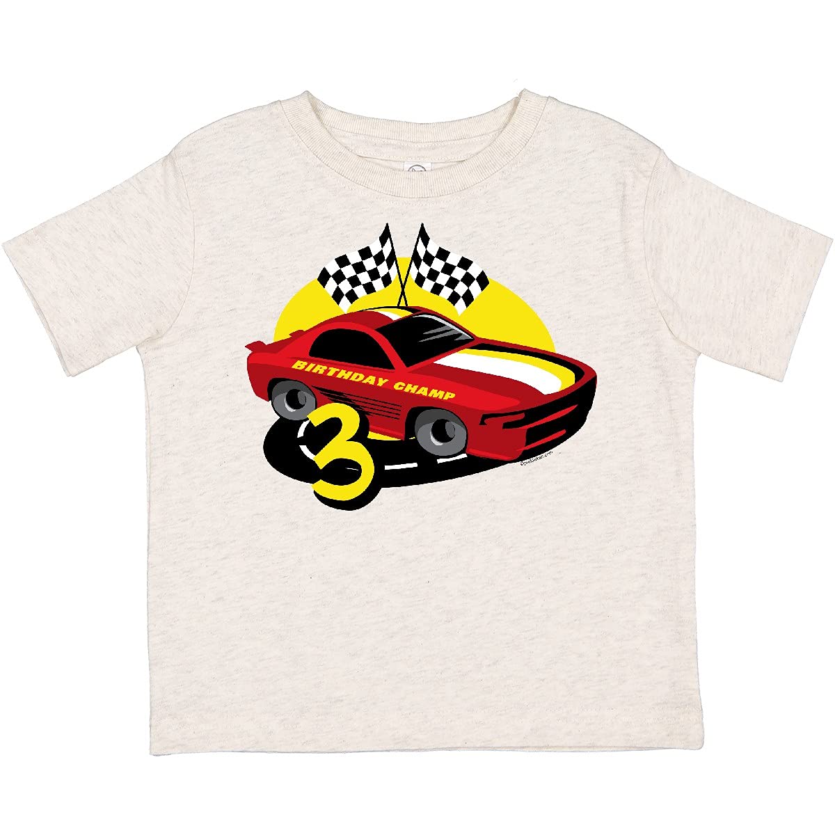 Inktastic Race Car 3rd Birthday Toddler T-Shirt - Cute Toddler Boy Outfit for Birthday Party & Car Theme Events