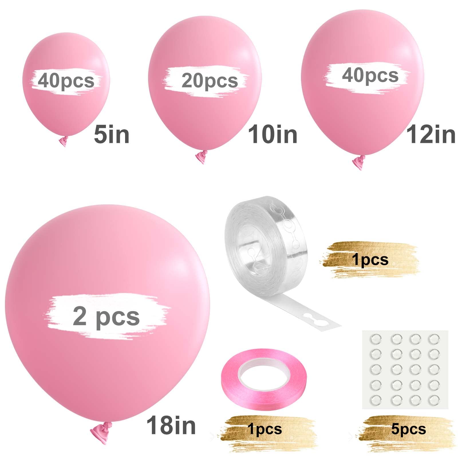 TUPARKA 102 Pcs Light Pink Balloons Garland Arch Kit - 5,10,12,18 Inch Balloons with Decorative Strip for Birthday, Baby Shower, Wedding & Easter Party Decorations | Perfect for Indoor & Outdoor Celebrations