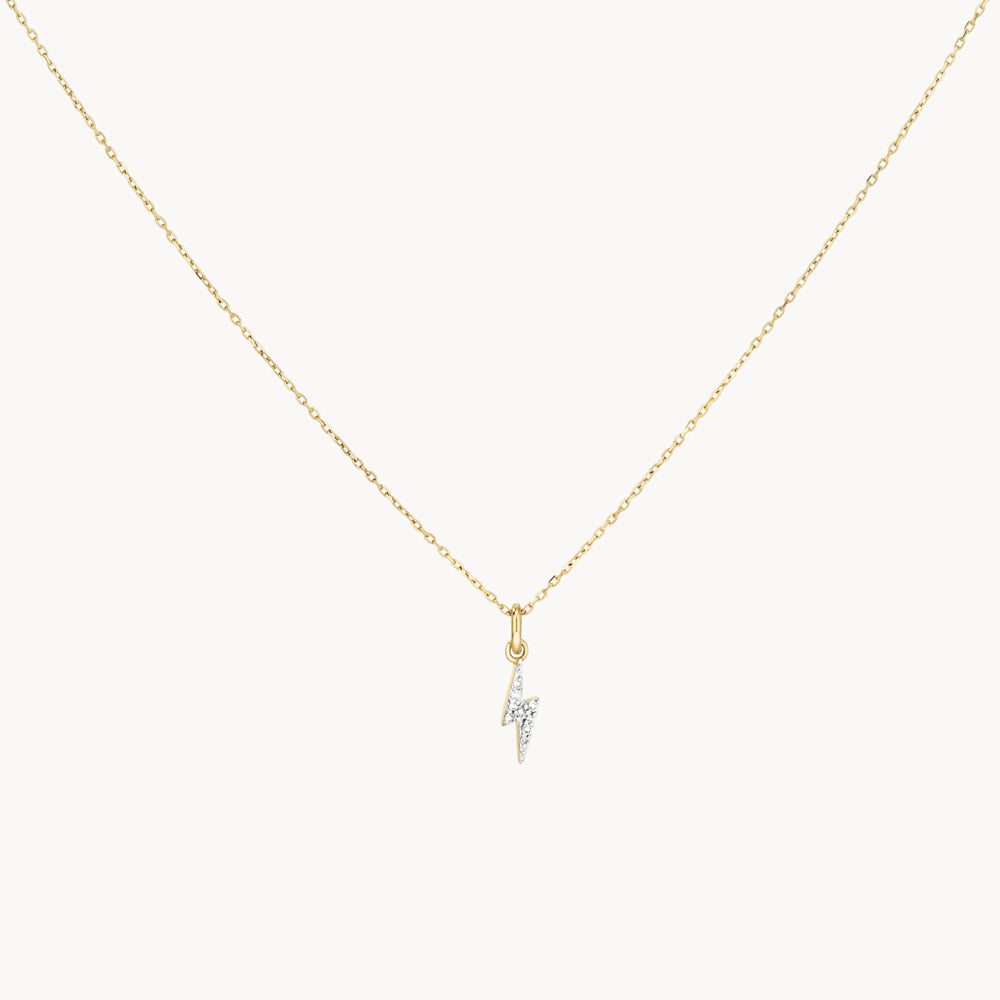 10k Gold Diamond Lightning Bolt Necklace - Elegant Jewelry Gift for Women, Perfect for Parties, Weddings & Everyday Wear