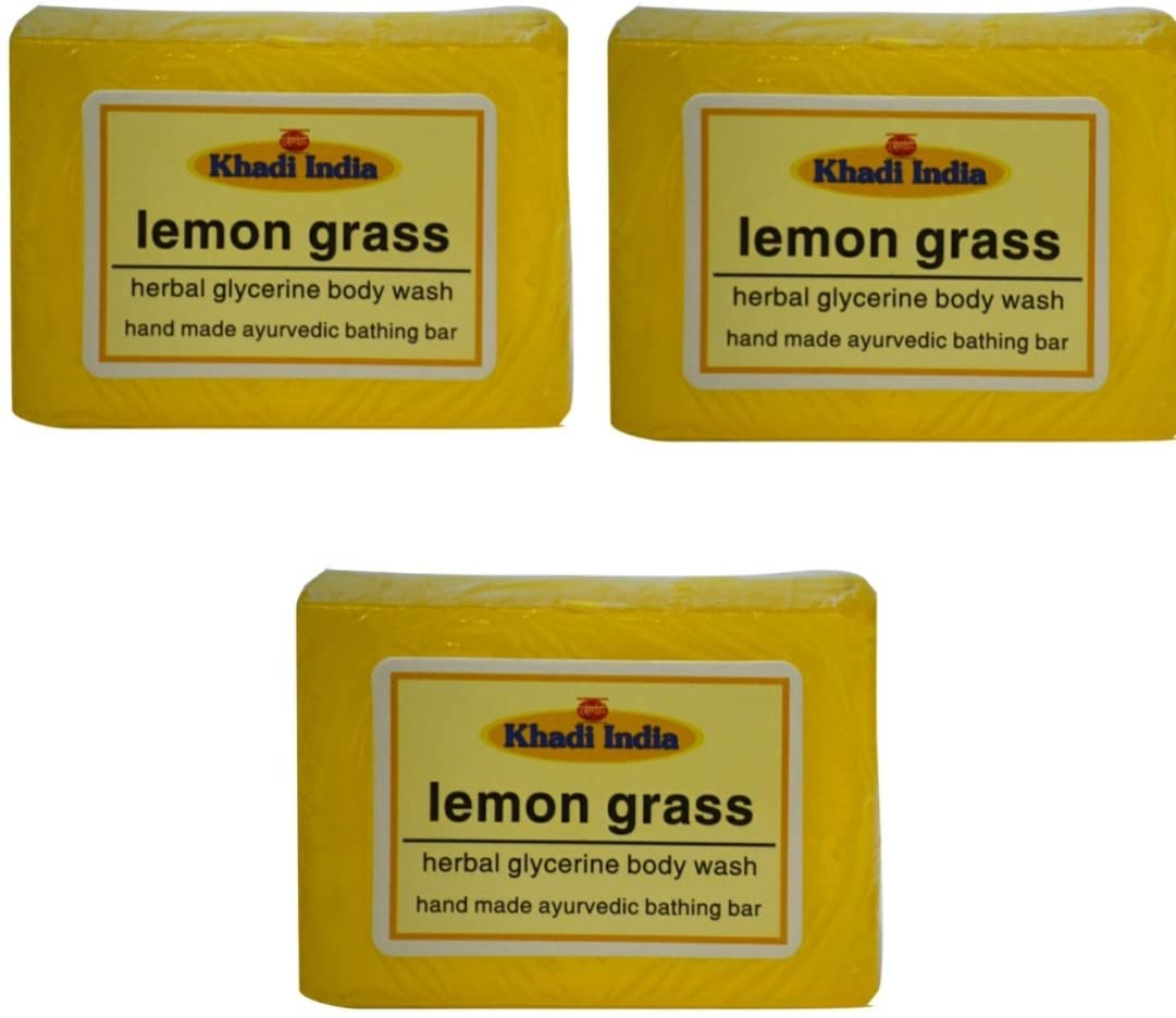 Natural Ayurvedic Herbal Lemongrass Body Wash (125g x 3 Pack) - Refreshing & Detoxifying for Daily Shower & Spa Relaxation