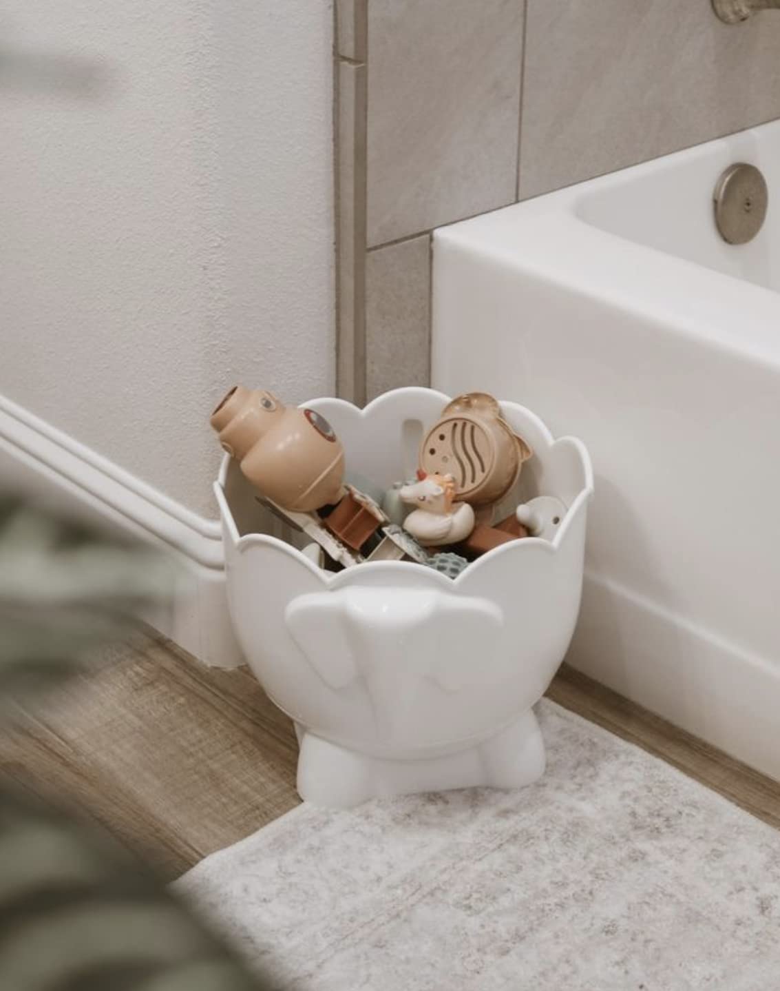 Baby Bath Toy Organizer - 2-Piece Bathtub Toy Holder with Removable Drain Base & Drying Caddy | Waterproof Shower Storage for Kids' Bath Toys | Perfect for Bathroom Organization & Outdoor Pool Play