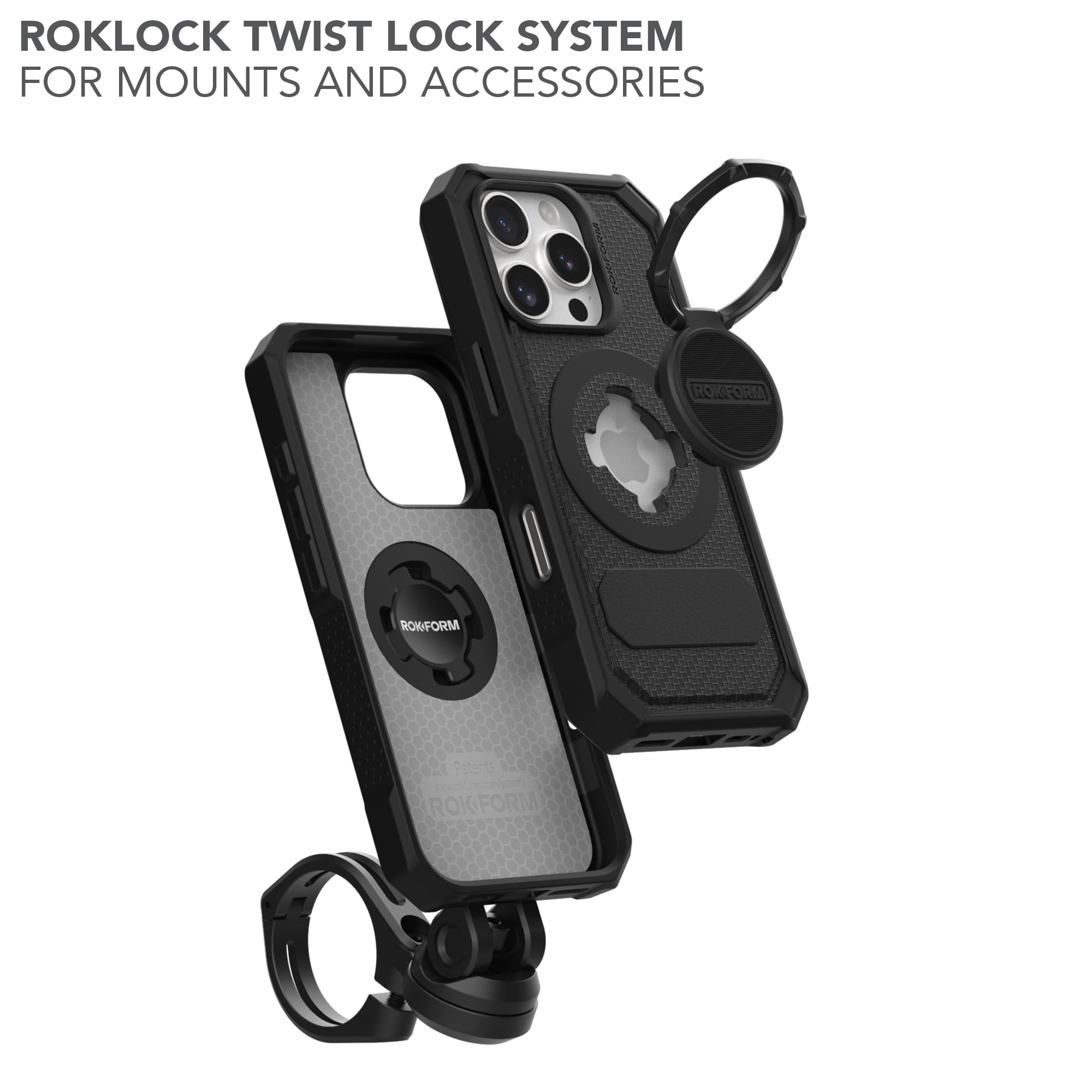 Rokform Rugged Magnetic iPhone 16 Pro Case with RokLock Twist Lock - Drop Tested Protective Cover for Apple iPhone 16 Pro | Perfect for Outdoor Adventures, Construction Work & Extreme Sports (Black)
