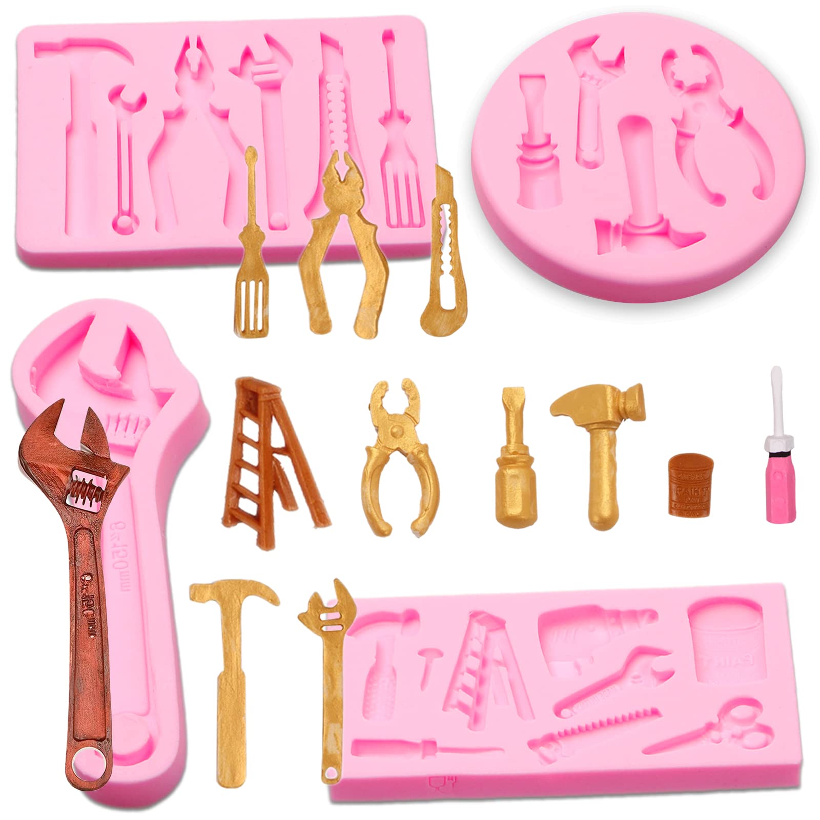 3D Silicone Hand Tools Molds for Cake Decorating, Fondant, Chocolate, Candy & Polymer Clay - Perfect for DIY Cupcake Toppers, Cookie Decorations & Construction-Themed Desserts