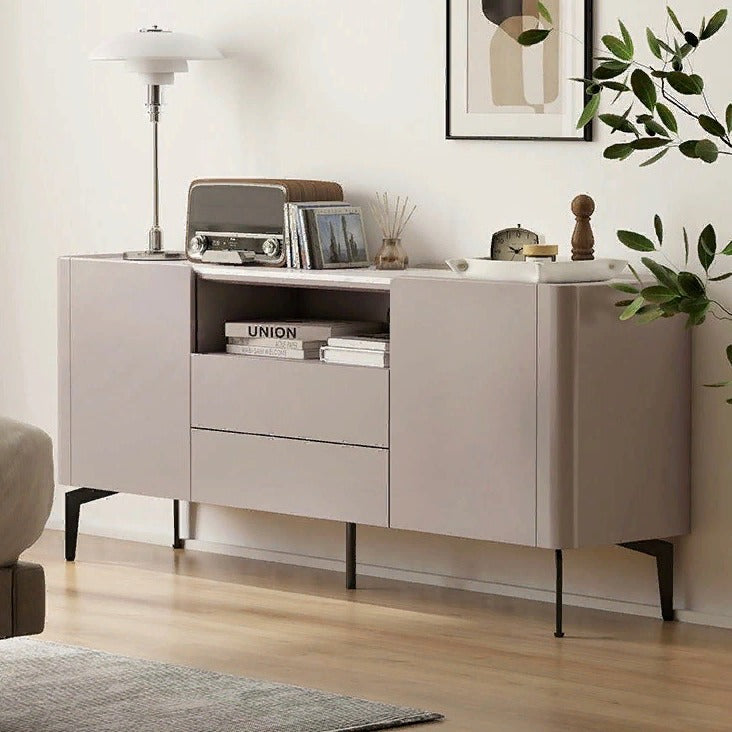 Solid Poplar Wood TV Stand with Slate Top - Modern Luxury Bedroom Furniture for Living Room & Home Entertainment Setup