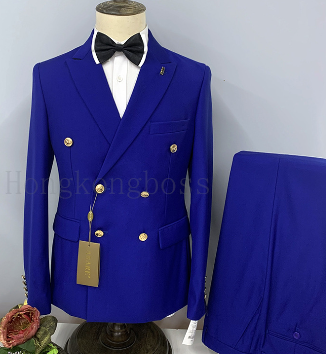 Navy Blue Double Breasted Two-Piece Suit for Men | Formal Business Attire | Perfect for Weddings, Office Meetings & Special Events
