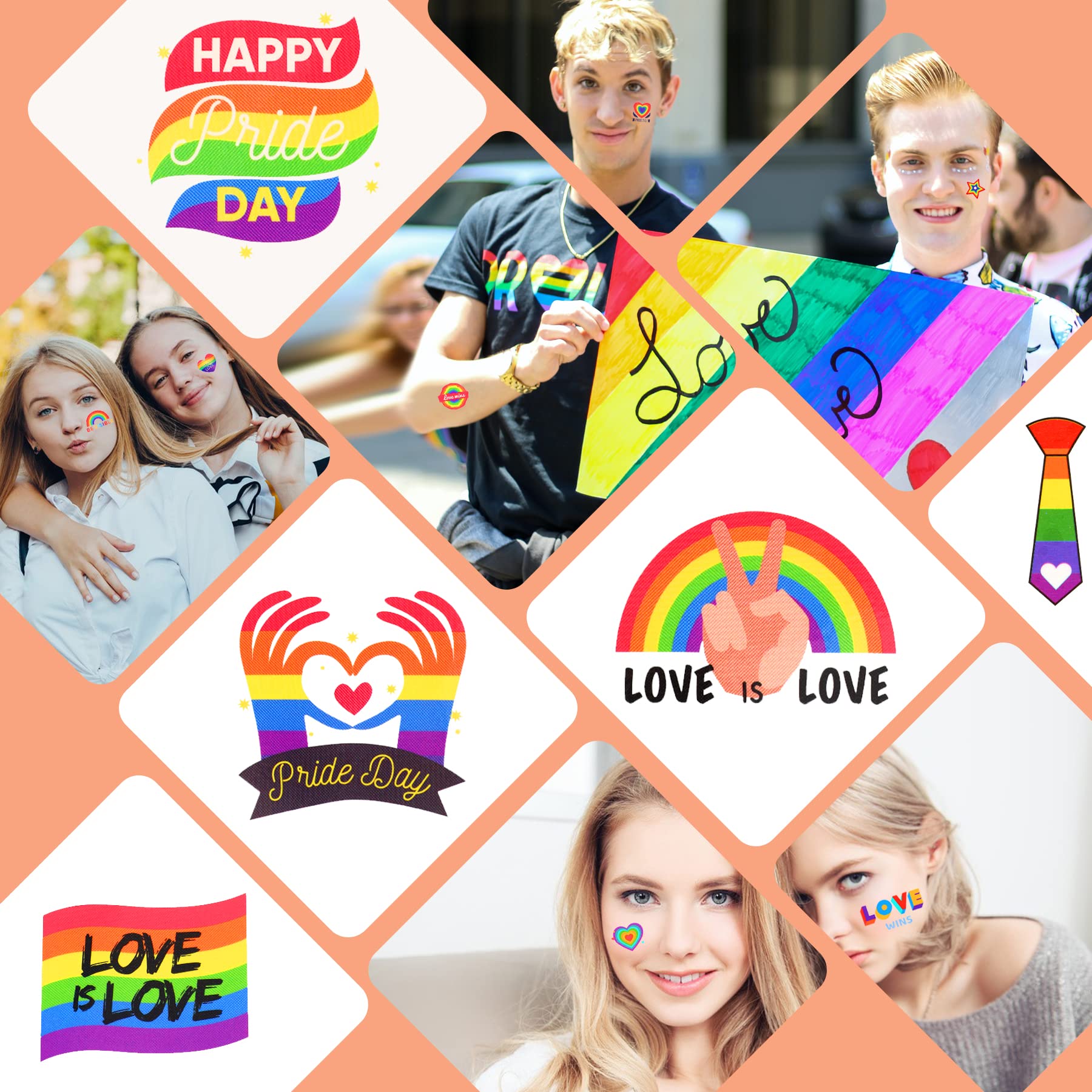 20 Sheets Rainbow Pride Temporary Tattoo Stickers - Waterproof LGBT+ Body Art for Pride Parades, Festivals & LGBTQ Celebrations - Perfect for Parties, Events & Self-Expression
