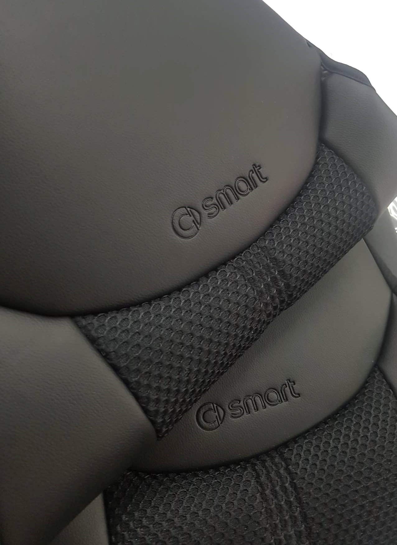 Custom Fit Smart Car Seat Covers - Mix Leatherette & Two-Tone Synthetic Fishnet for Smart Fortwo (451) 2007-2014 | Total Black | Durable & Stylish Protection - Perfect for Daily Commute & Road Trips