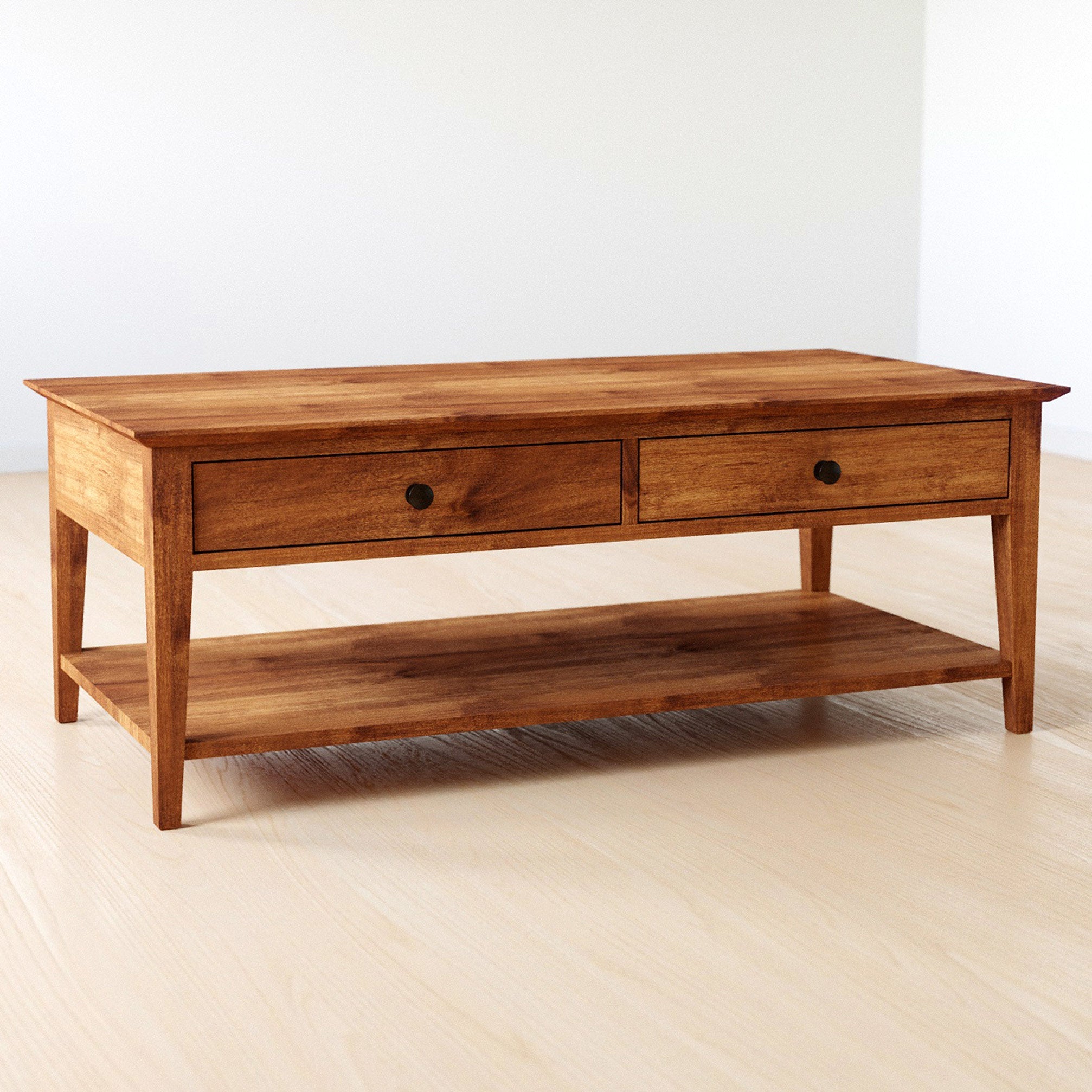 Modern Rectangular Coffee Table - Solid Wood Gable Road Design for Living Room, Home Decor & Office Use