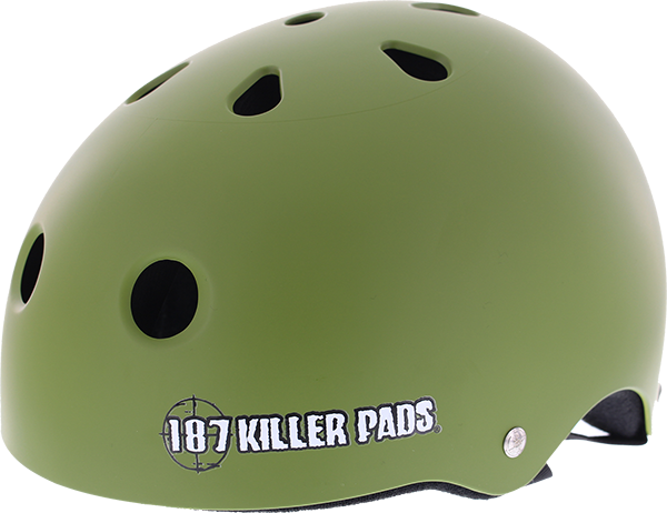 187 Pro Sweatsaver Helmet - Matte Army Green - Premium Skateboard & Bike Helmet for Adults & Youth - Perfect for Skateboarding, BMX, Scooter & Roller Skating