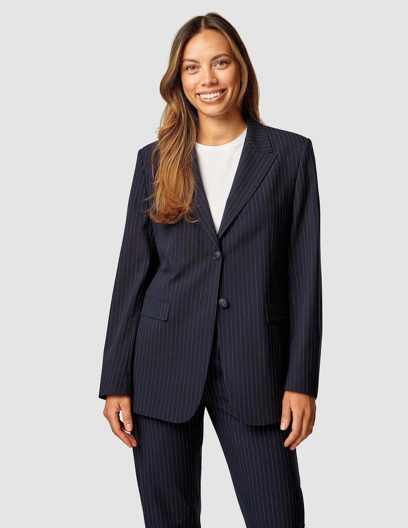Essential Navy Pinstripe Blazer for Men - Classic Business & Formal Wear for Office, Weddings & Special Occasions