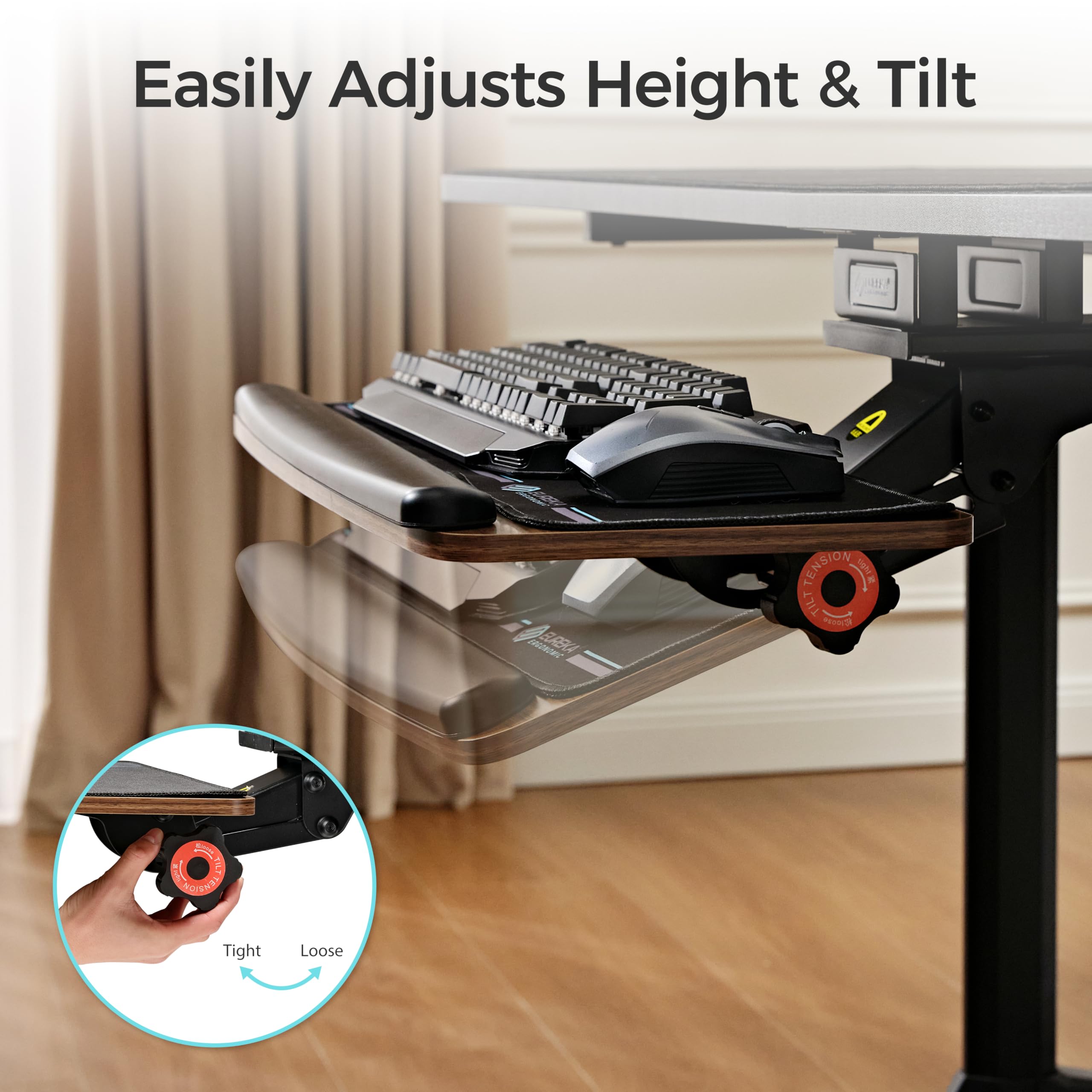EUREKA ERGONOMIC Adjustable Under Desk Keyboard Tray - 25x9.13