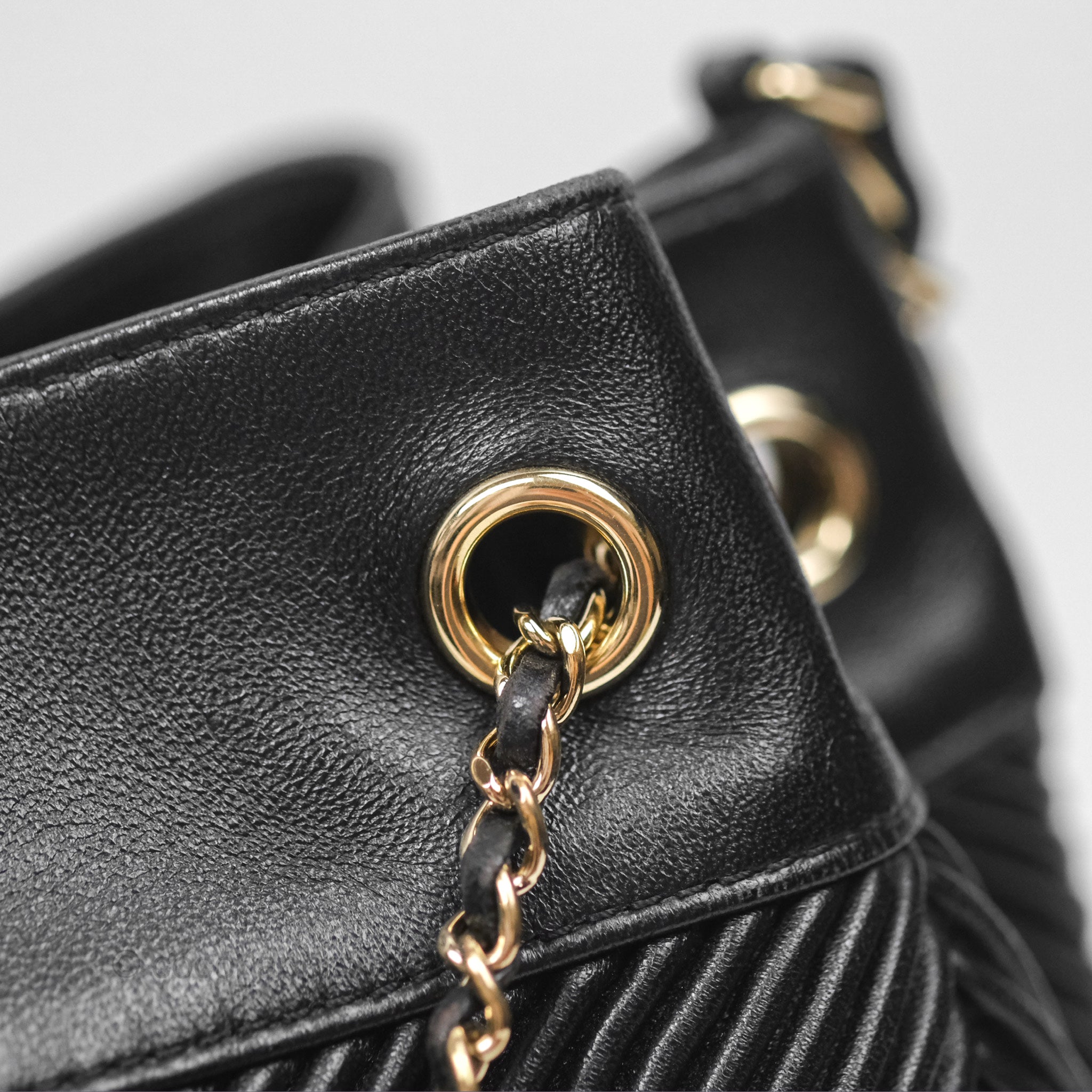 Chanel CC Chain Drawstring Bucket Bag Chevron Black Lambskin Gold Hardware - Luxury Crossbody Shoulder Bag for Women, Perfect for Parties, Date Nights & Special Occasions