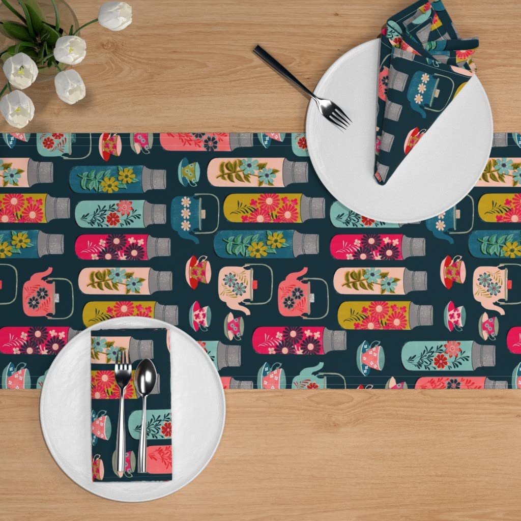 Vintage Floral Cotton Sateen Table Runner 90
