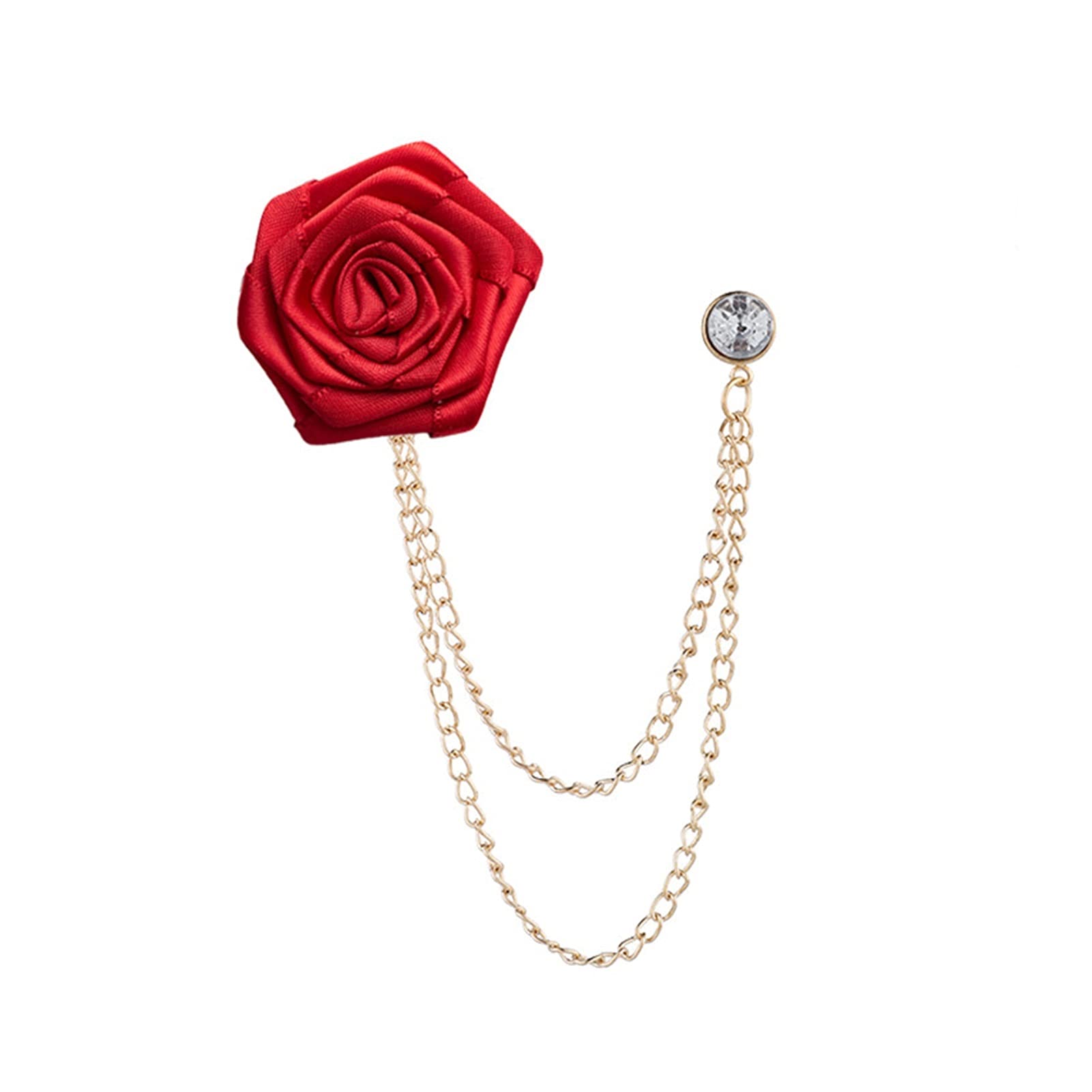 Korean Handmade Rose Brooch with Crystal Tassel - Elegant Lapel Pin for Suits & Dresses - Perfect Gift for Men & Women