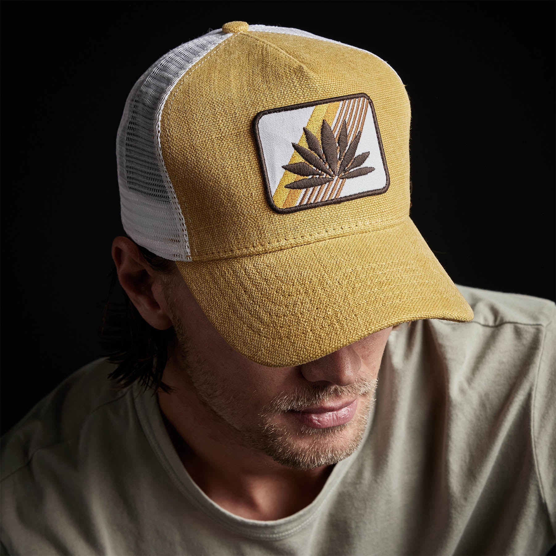 Agave Patch Linen Trucker Hat for Men & Women - Breathable Summer Baseball Cap with Adjustable Snapback - Amber Brown Vintage Style Hat for Outdoor Activities, Hiking, and Casual Wear
