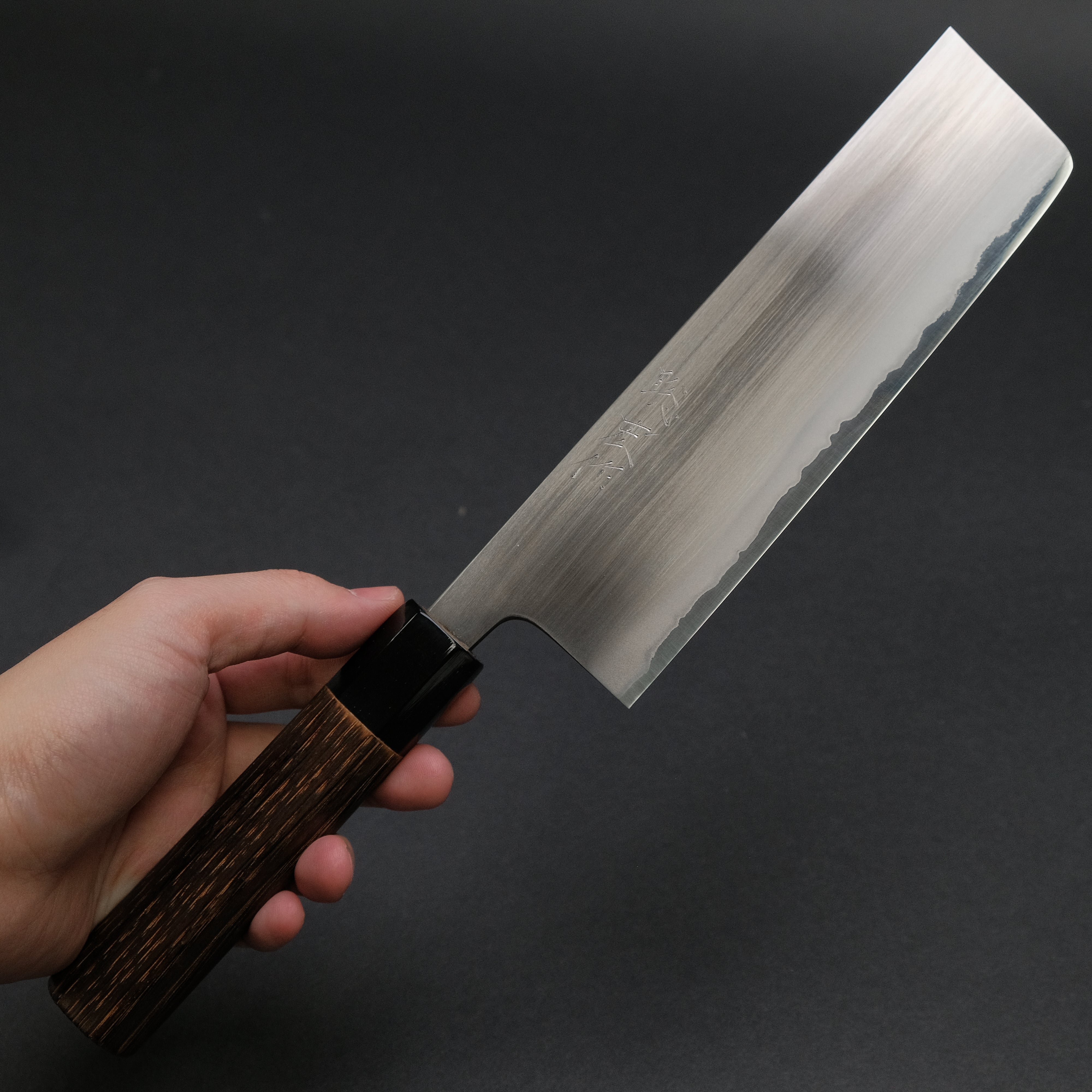 Premium Toshihiro Wakui White #2 Steel Nakiri Knife 165mm with Burnt Chestnut Handle - Japanese Kitchen Knife for Professional Chefs & Home Cooking, Perfect for Slicing Vegetables, Herbs & Sushi Prep