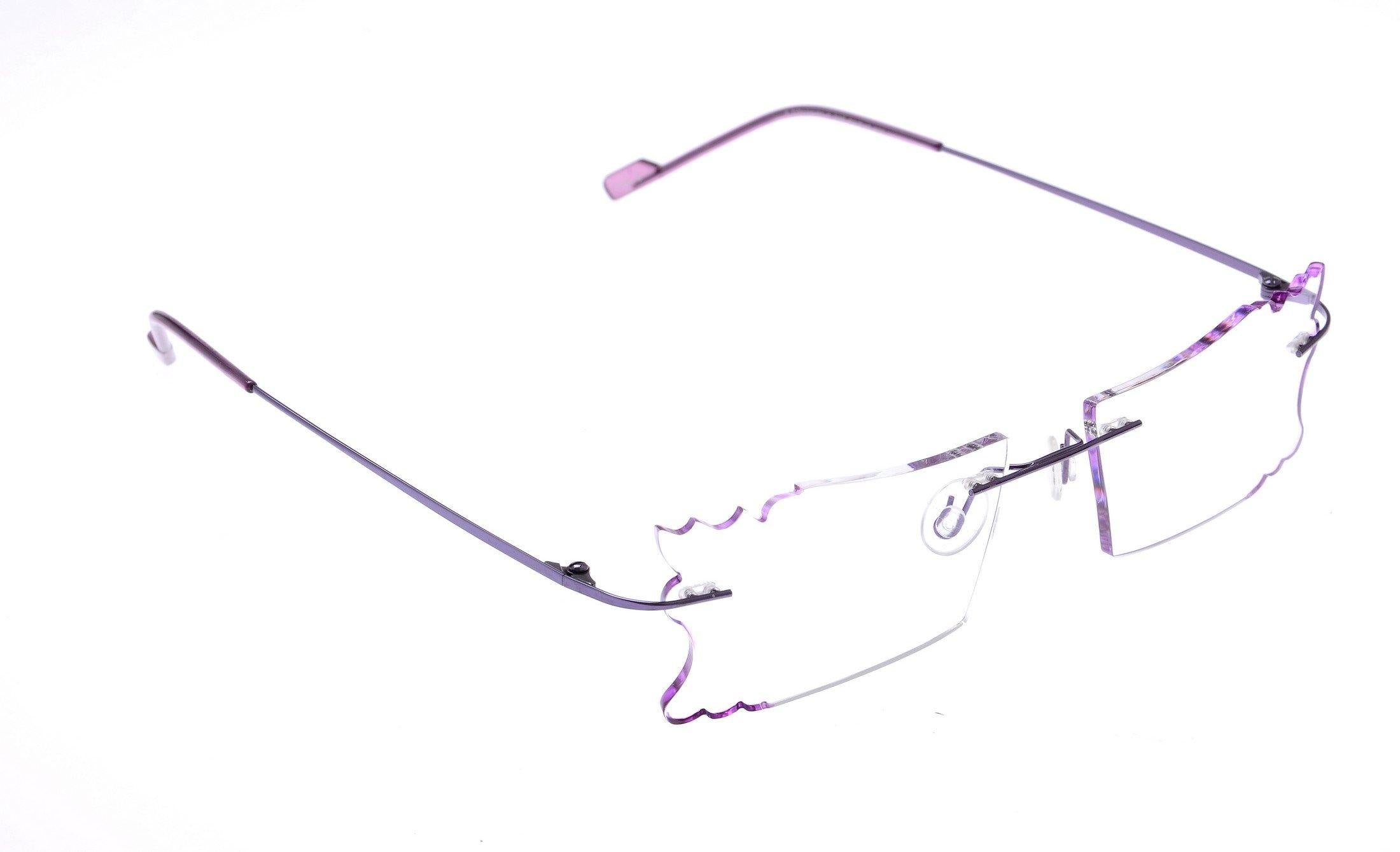 Stylish Rimless Anti-Glare Computer Glasses for Women - Designer Party Eyewear A605PR Butterfly Frame | Perfect for Office Work, Gaming & Nighttime Screen Use