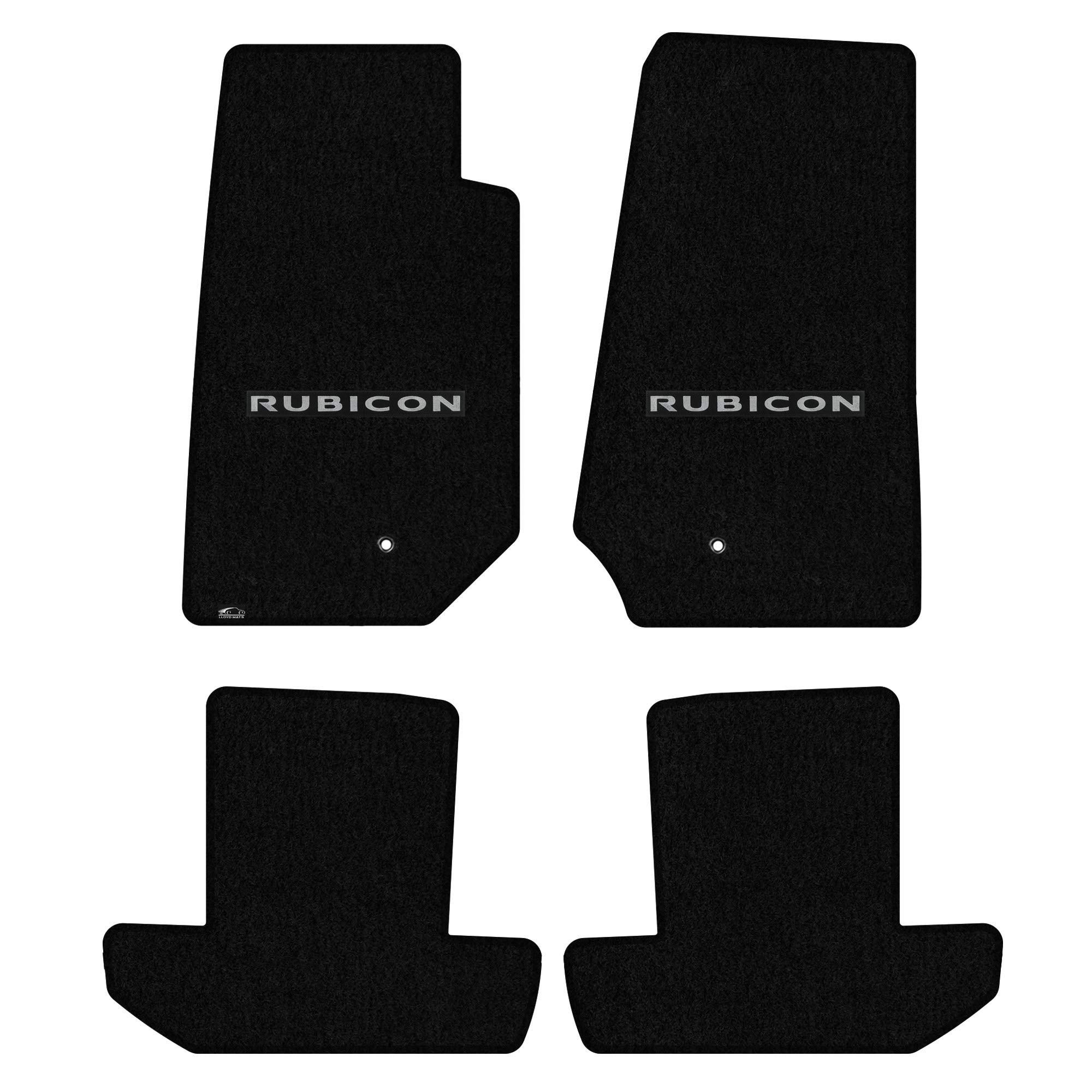 Premium Custom-Fit Carpeted Floor Mats for Jeep Wrangler JK 2007-2010 - Black 4-Piece Set with Rubicon Logo | Luxury Car Floor Liners | Perfect for Off-Roading & Daily Commute