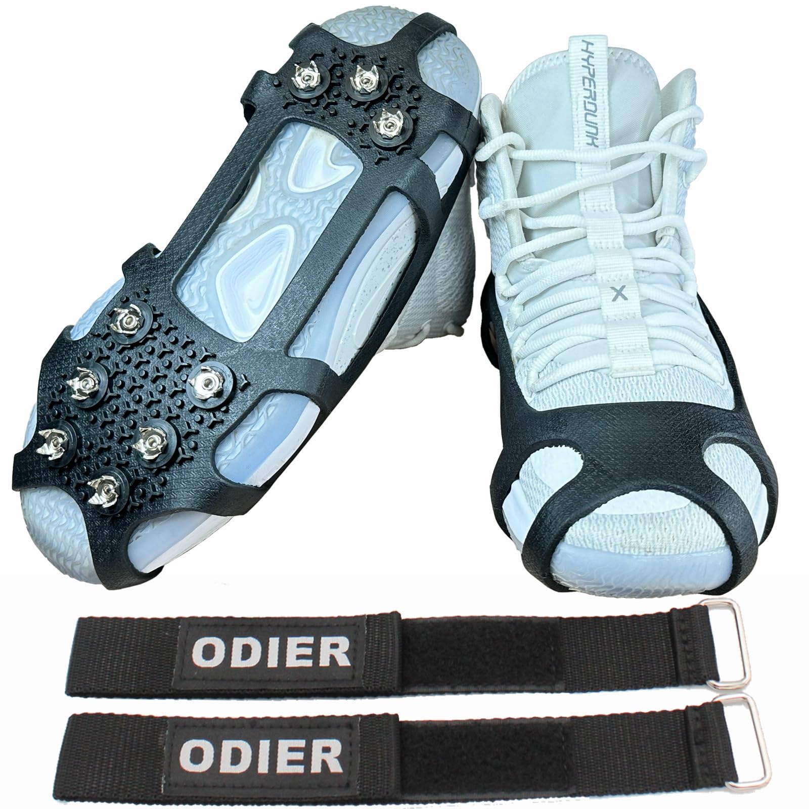9-Toothed Ice Cleats Grippers for Boots & Shoes - Anti-Slip Crampons with Tiny Spikes for Walking on Ice, Snow & Mud | Perfect for Winter Hiking, Dog Walking & Outdoor Work