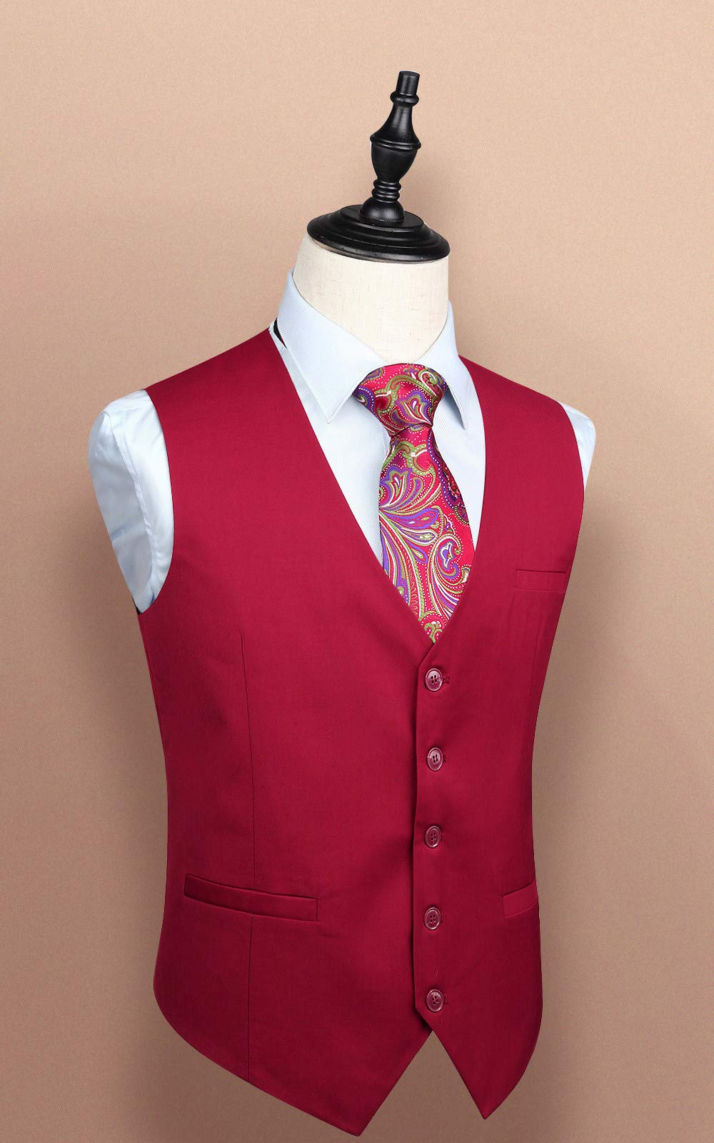 Enlision Men's Formal Suit Vest - Slim Fit Business Waistcoat for Suits & Tuxedos | Solid Color Dress Vest for Weddings, Office & Special Occasions