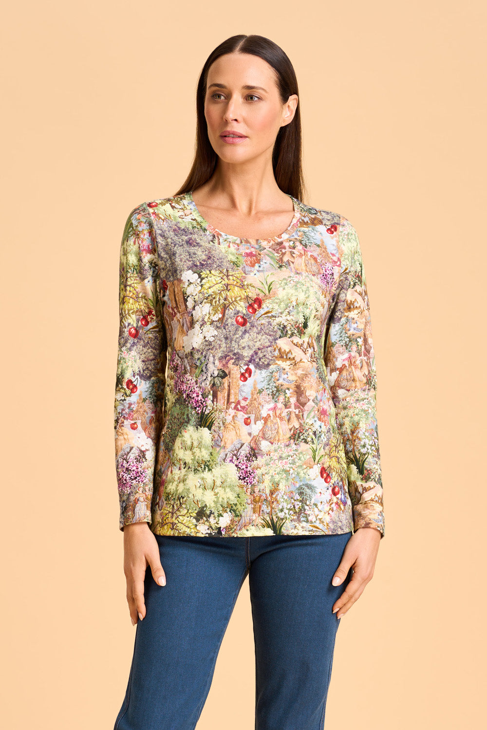 Organic Cotton Long Sleeve T-Shirt for Men & Women | French Tapestry Print | Eco-Friendly Casual Wear for Everyday, Work & Outdoor Activities