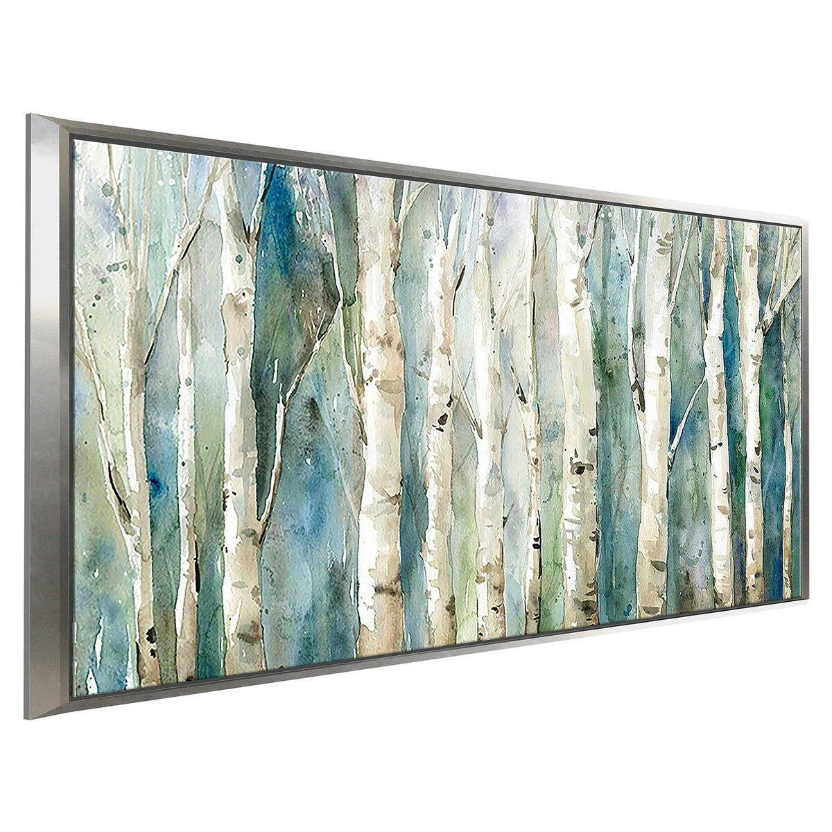 Birch River Walk Framed Canvas Wall Art - Nature Landscape Print for Living Room, Bedroom & Office Decor