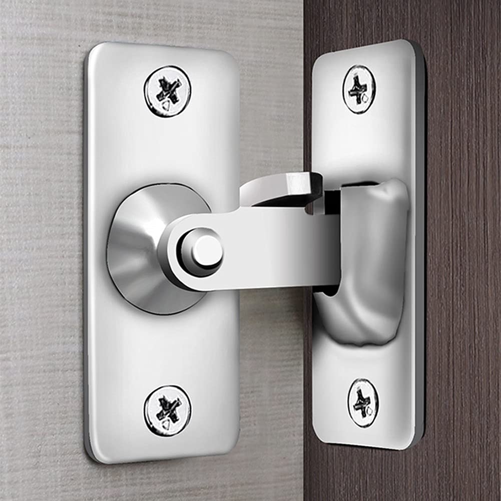90 Degree Stainless Steel Door Latch - Right Angle Sliding Door Lock for Home Safety, Furniture Hardware Accessories (Medium Size) - Secure Cabinets, Closets & Sliding Doors