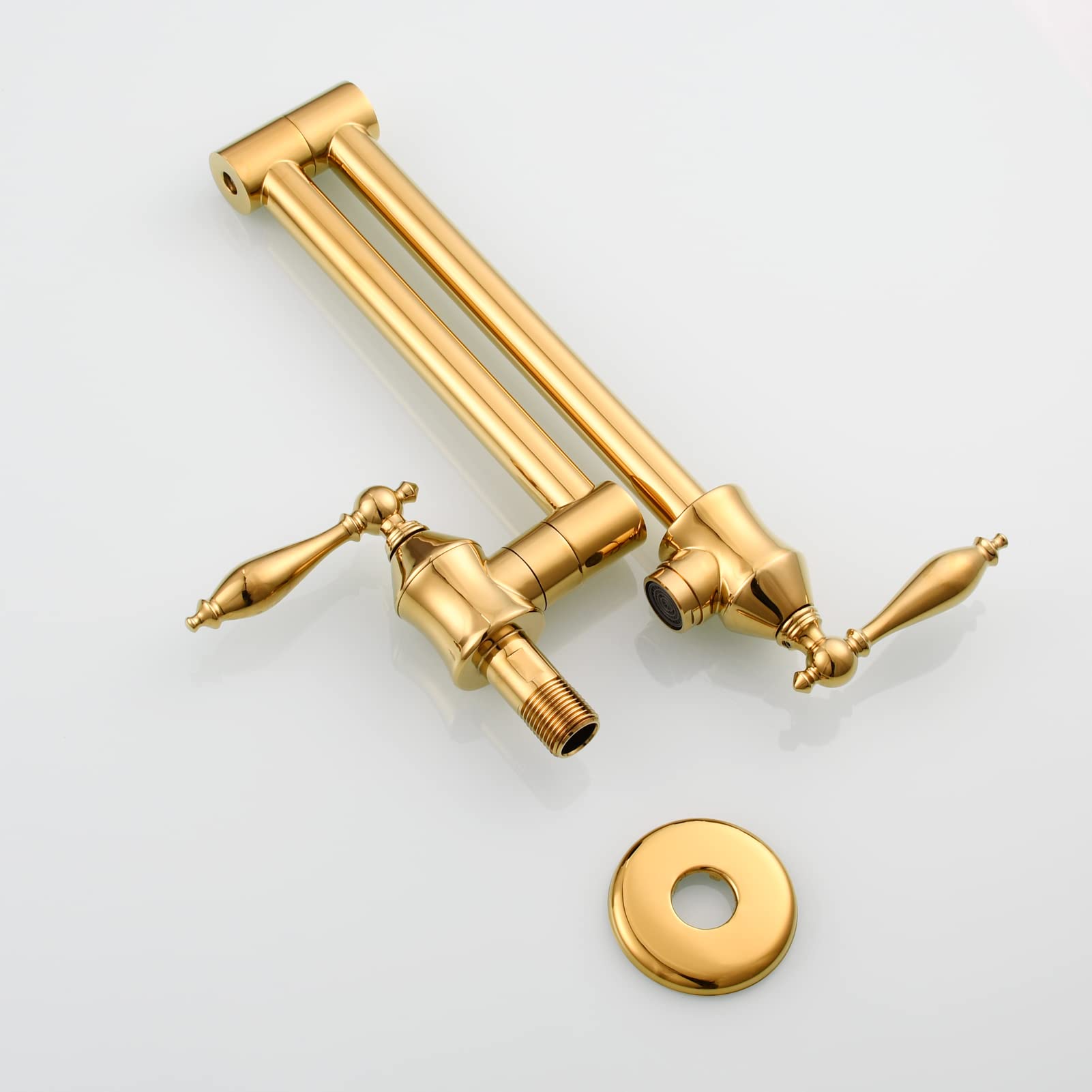 Commercial Brass Pot Filler Faucet Wall Mount - 1 Hole Sink Faucet in Titanium Gold (CT175J) - Perfect for Restaurant Kitchen, Home Chef & High-Traffic Cooking Areas
