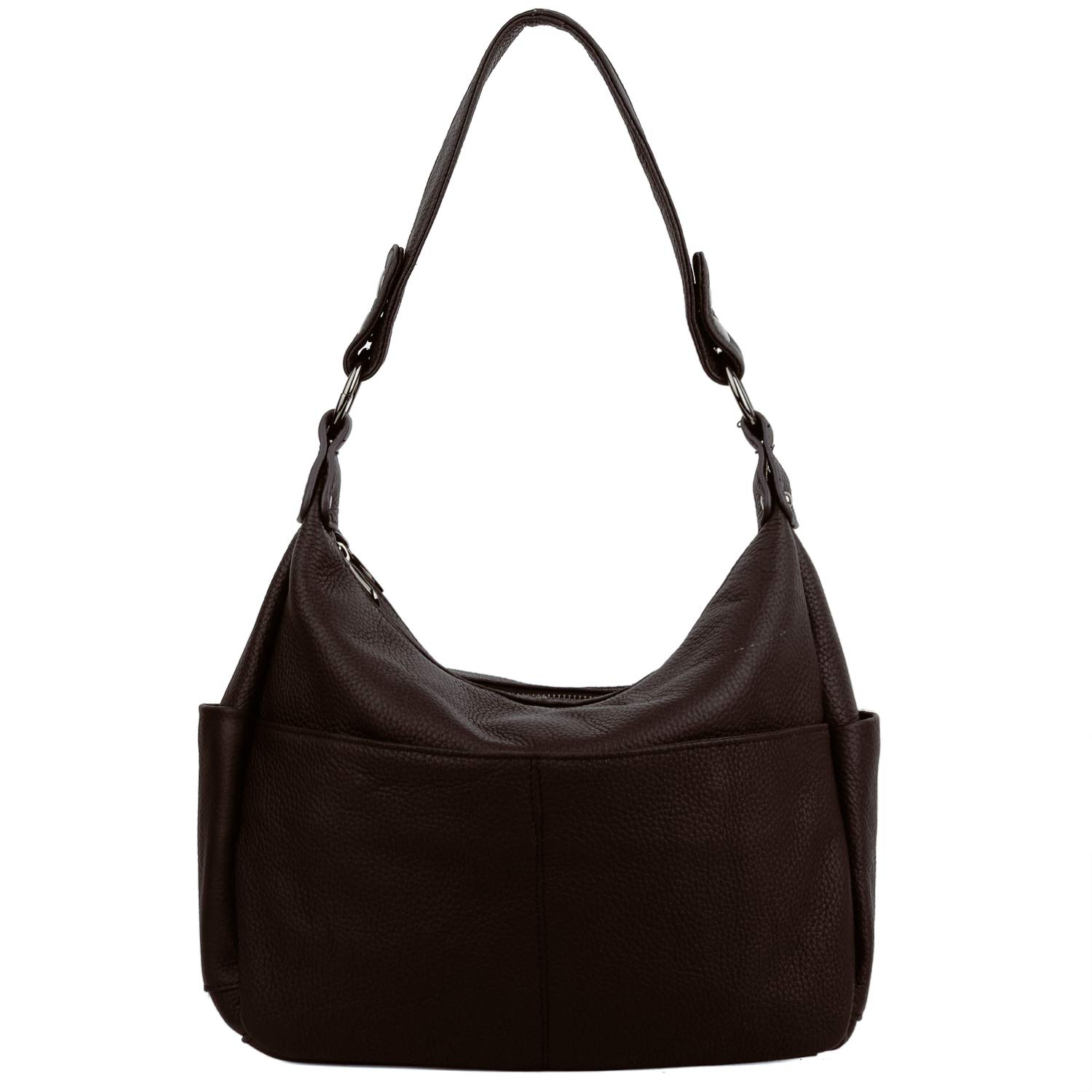YALUXE Genuine Leather Women's Shoulder Bag - Stylish Hobo Purse with Double Zipper Pockets & Adjustable Crossbody Strap - Perfect for Work, Travel and Everyday Use