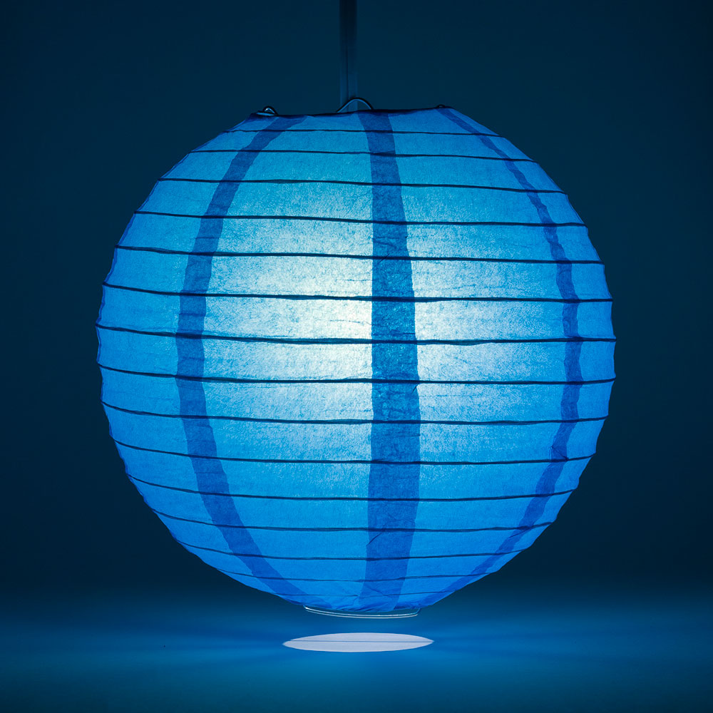 36 Pack Turquoise Jumbo Round Paper Lanterns with Even Ribbing - Bulk Party Decorations for Wedding, Birthday, Baby Shower & Home Decoration