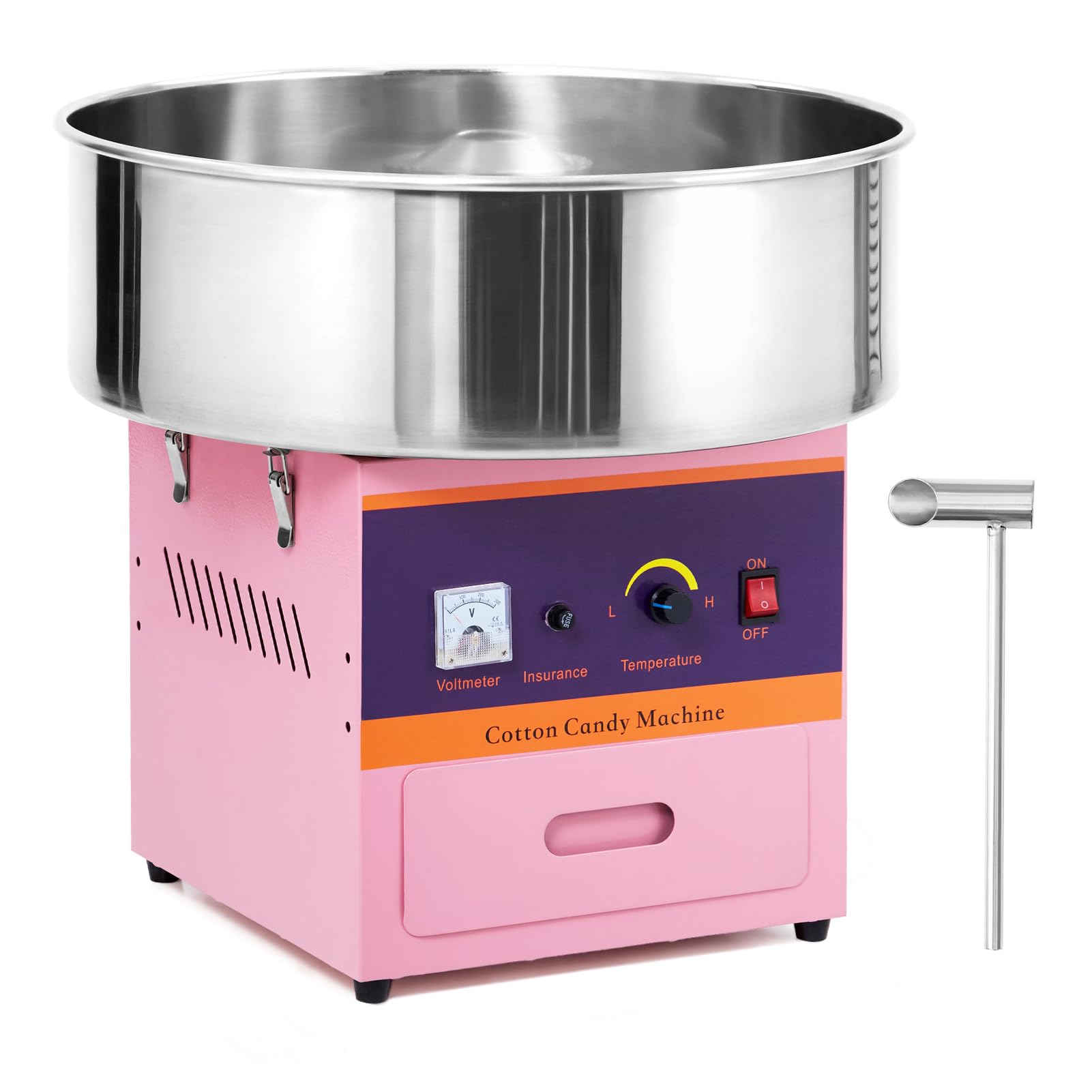 Commercial Cotton Candy Machine 1000W - Electric Candy Floss Maker with Stainless Steel Bowl, Sugar Scoop & Storage Drawer - Perfect for Birthday Parties, Carnival Events, Wedding Receptions & Family Gatherings (Pink)