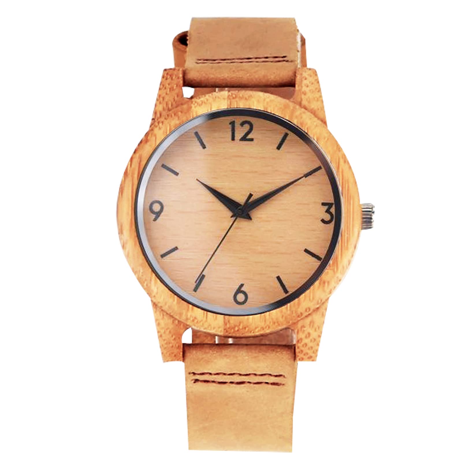 RORIOS Wooden Watches for Men & Women - Analog Quartz Watch with Leather Strap - Minimalist Lightweight Unisex Wristwatch - Perfect for Couples, Everyday Wear & Eco-Friendly Fashion