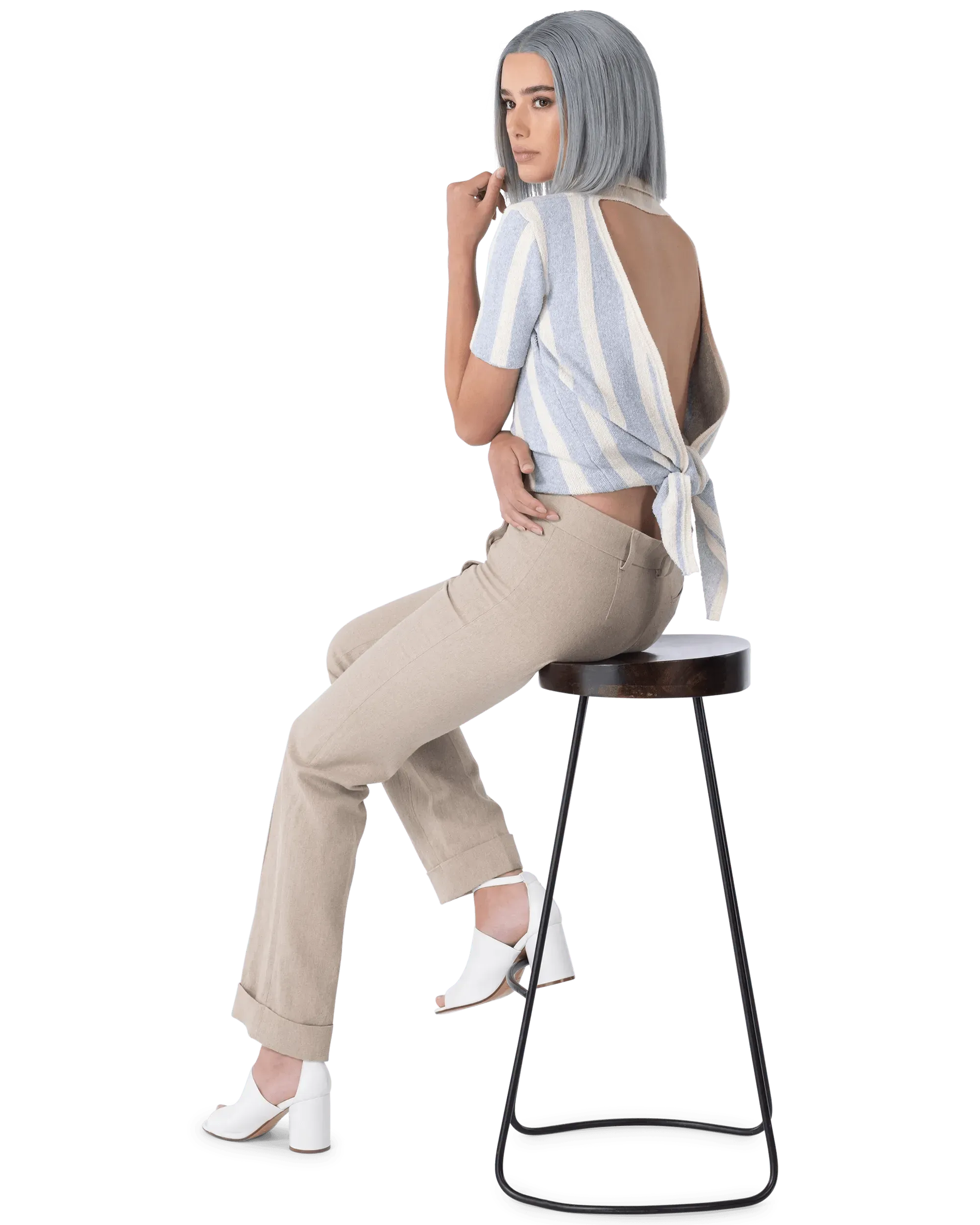 Bagnu Back Tie Polo Shirt for Women - Stylish & Comfortable Knit Top for Casual Wear, Office, and Outings