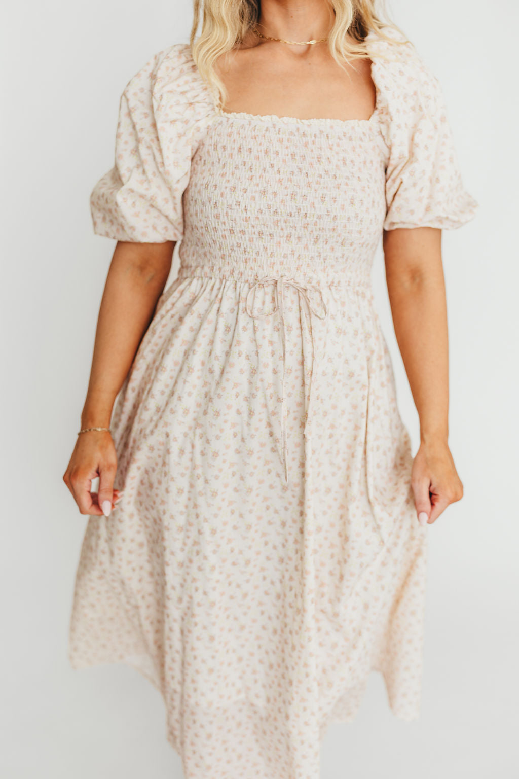 Maeve 100% Cotton Puff Sleeve Midi Dress - Floral Print Summer Dress for Women | Casual & Wedding Guest Outfit | Perfect for Garden Parties & Date Nights