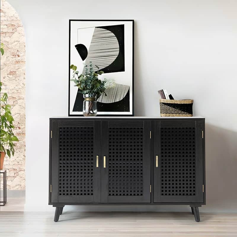 3-Door Accent Entryway Cabinet - Solid Wood Hallway Storage Organizer for Shoes, Coats & Home Decor | Perfect for Entryways, Halls & Living Rooms