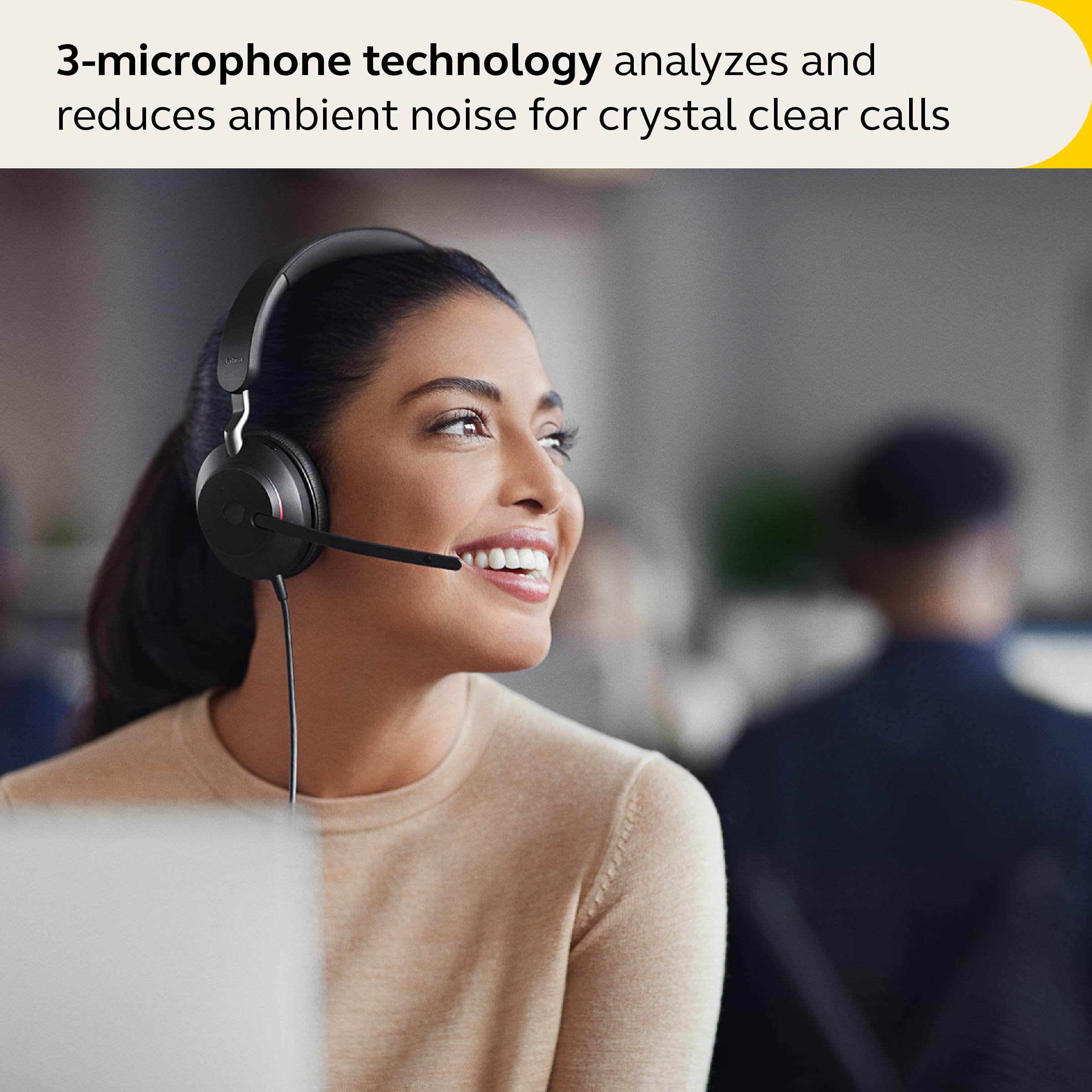 Jabra Evolve2 40 SE Wired Stereo Noise-Cancelling Headset with 3-Microphone Call Technology | USB-A Cable | MS Teams Certified | Compatible with All Platforms | Black | Perfect for Remote Work, Online Meetings & Office Use
