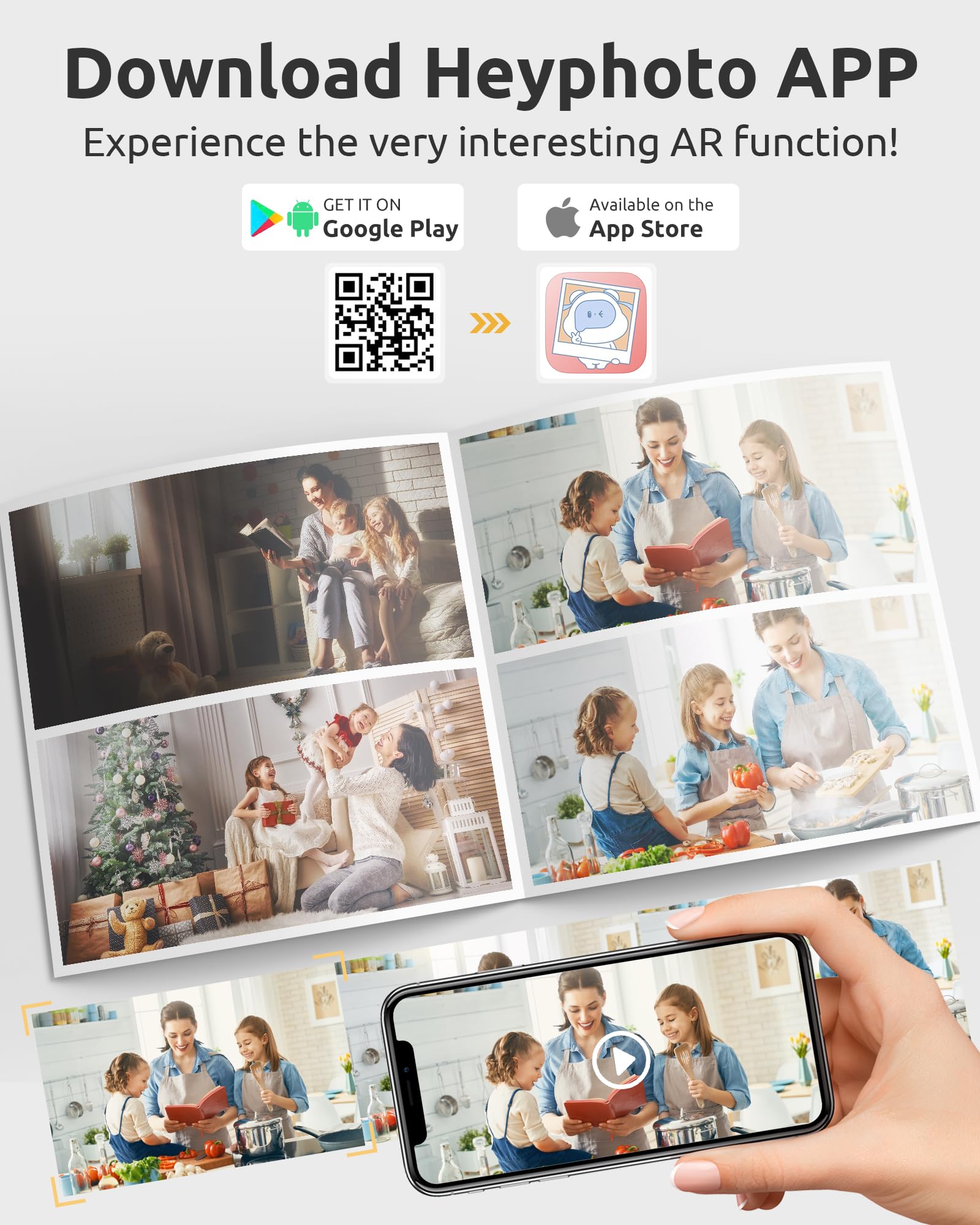 HPRT 4x6 Photo Printer - Wireless Instant Photo Printer for iPhone, Android, Laptop & MacBook | AR Video Printing & Thermal Dye Sublimation Technology | Includes 10 Sheets Photo Paper | Perfect for Home, Office & Travel Memories
