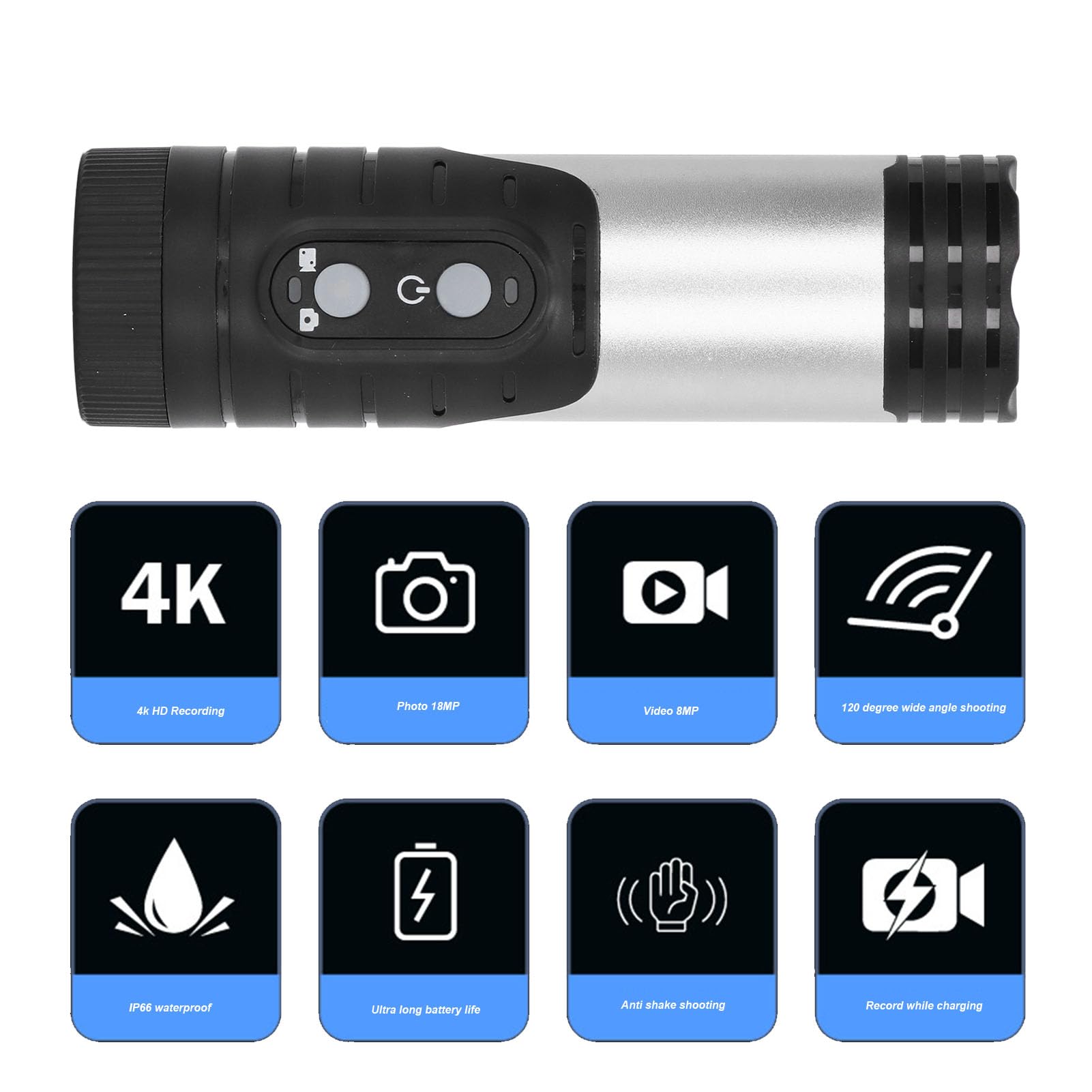 4K WiFi Action Camera with Anti-Shake & 120° Wide Angle - Waterproof Sports Camera for Biking, Riding, Outdoor Adventures (Silver) - Perfect for Vlogging, Travel & Extreme Sports