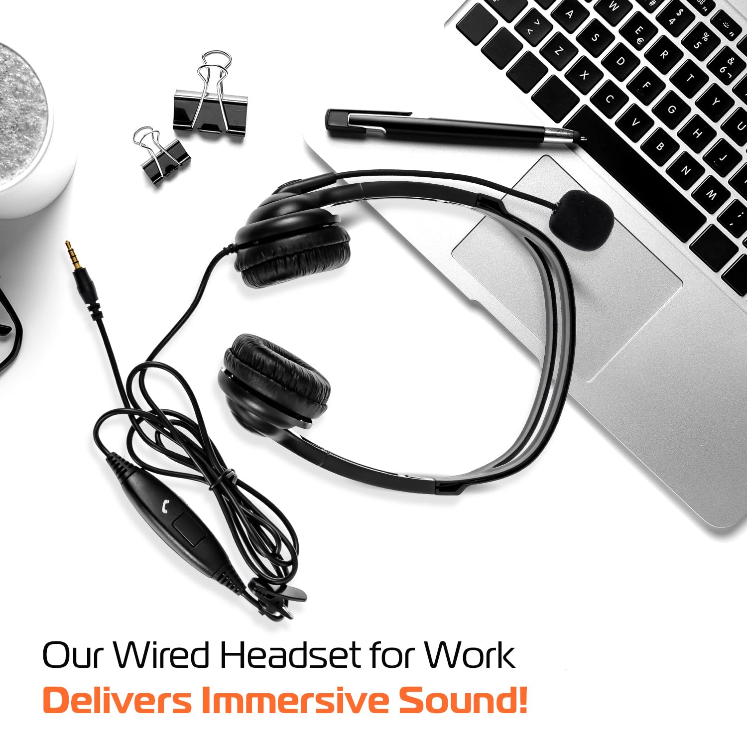 SPRACHT ZUM3500 Wireless Bluetooth Headset with Noise Cancelling - Black | Hands-Free Calling for Office, Driving & Gaming