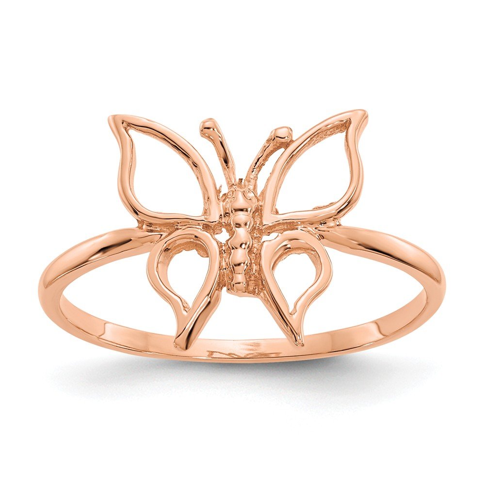 14K Solid Rose Gold Butterfly Ring for Women - Elegant & Dainty Jewelry Gift for Birthday, Anniversary, Valentine's Day
