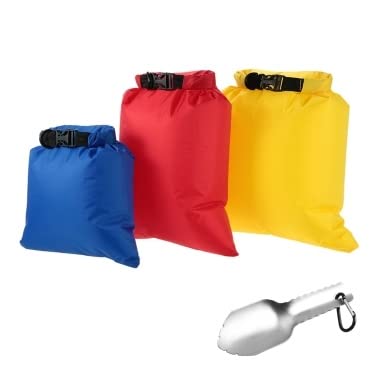 Waterproof Dry Bags Set of 3 (3L 5L 8L) - Ultralight Outdoor Dry Sacks with Hand Trowel for Camping, Hiking, Backpacking & Travel - Keep Gear Dry for Beach, Kayaking, Boating & Water Sports