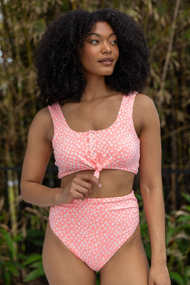 Botanical Bay Coral Floral Bikini Top for Women - Sexy Swimwear for Beach, Pool & Summer Vacations