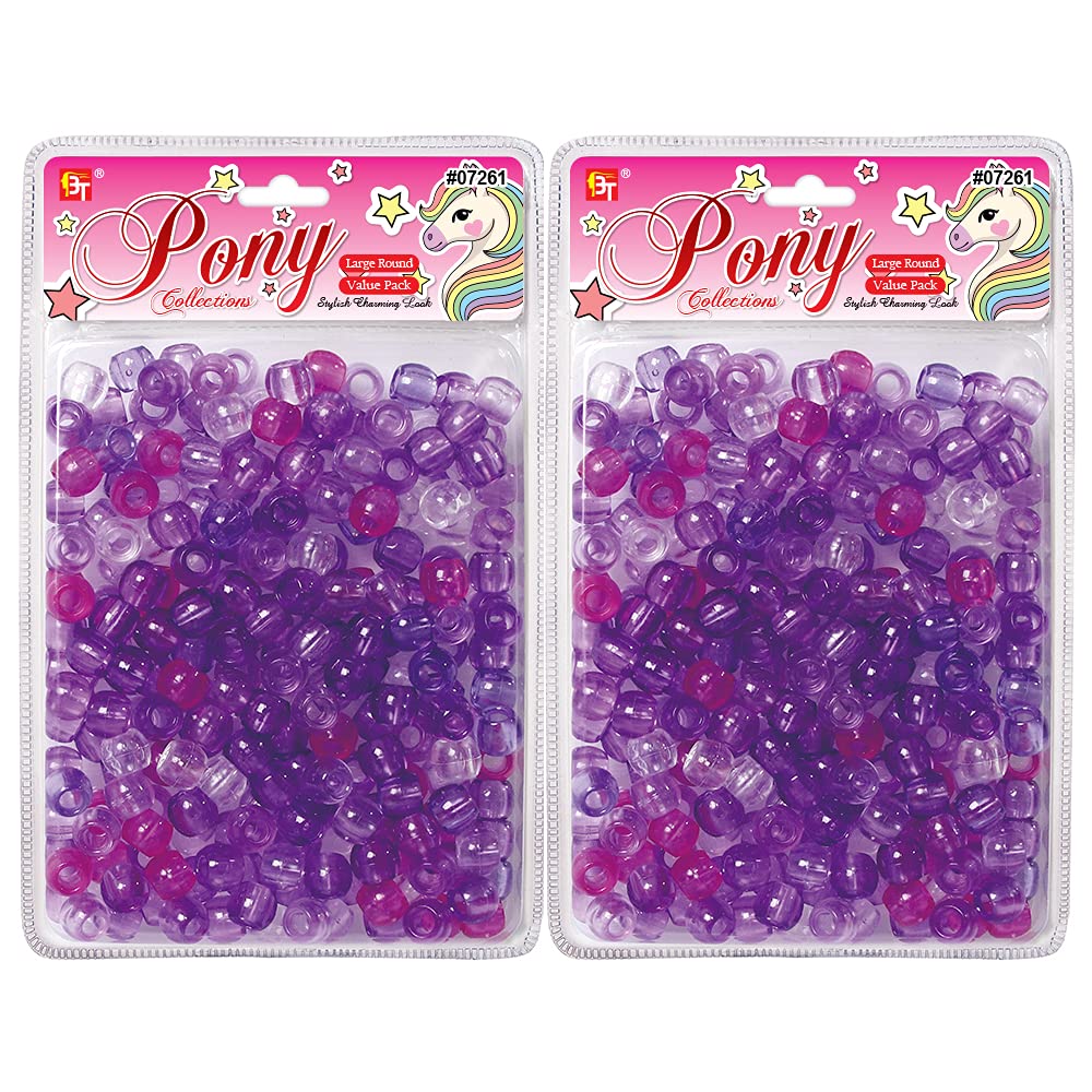 410 Pcs DIY Beads Kit for Jewelry & Hair Bracelets - Purple Clear Beads with Beaders for Crafting Fun