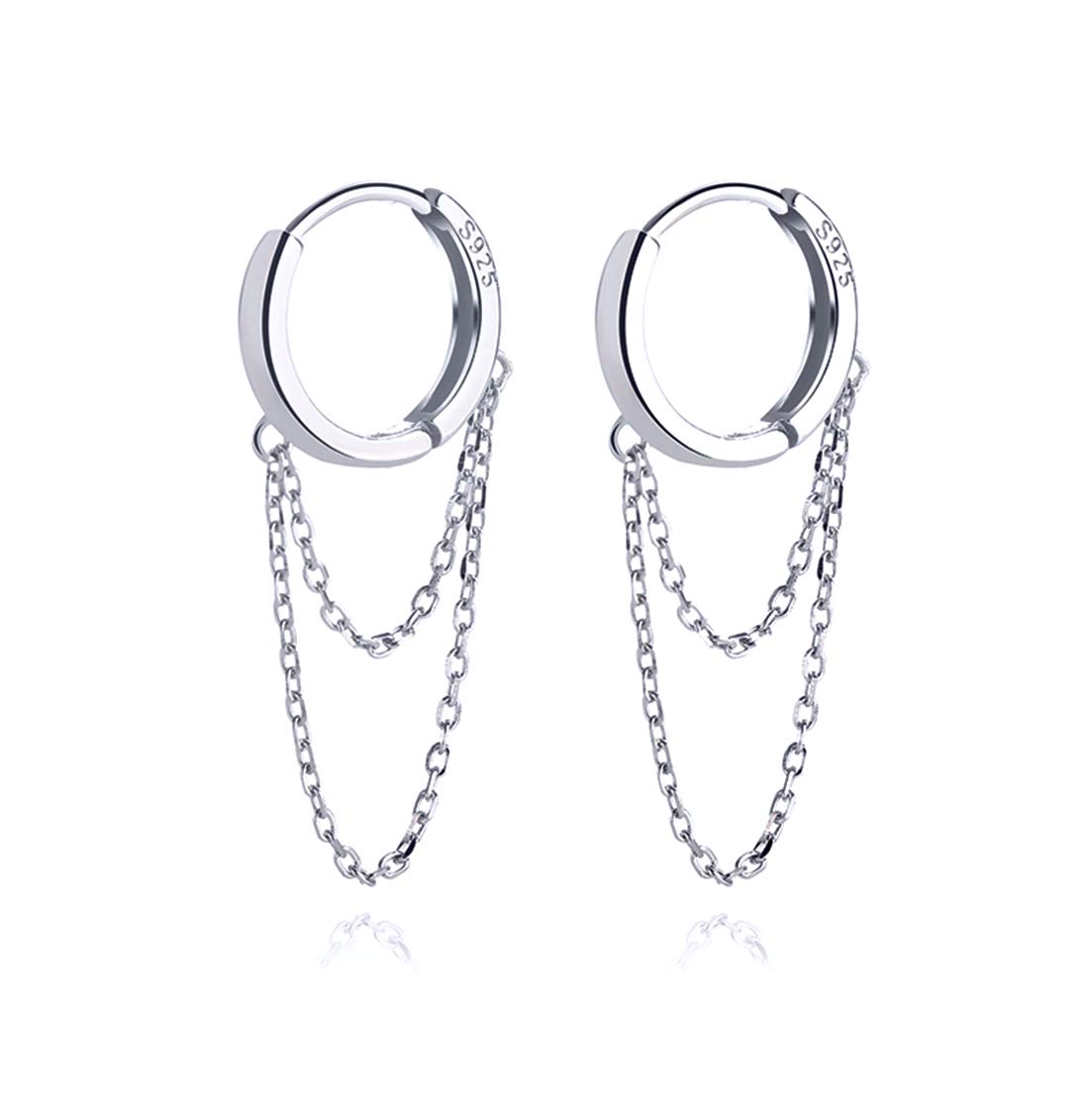 SLUYNZ 925 Sterling Silver Hoop Earrings for Women - Dangle Drop Huggie Earrings with Tassel Chain | Perfect for Parties, Weddings & Everyday Wear