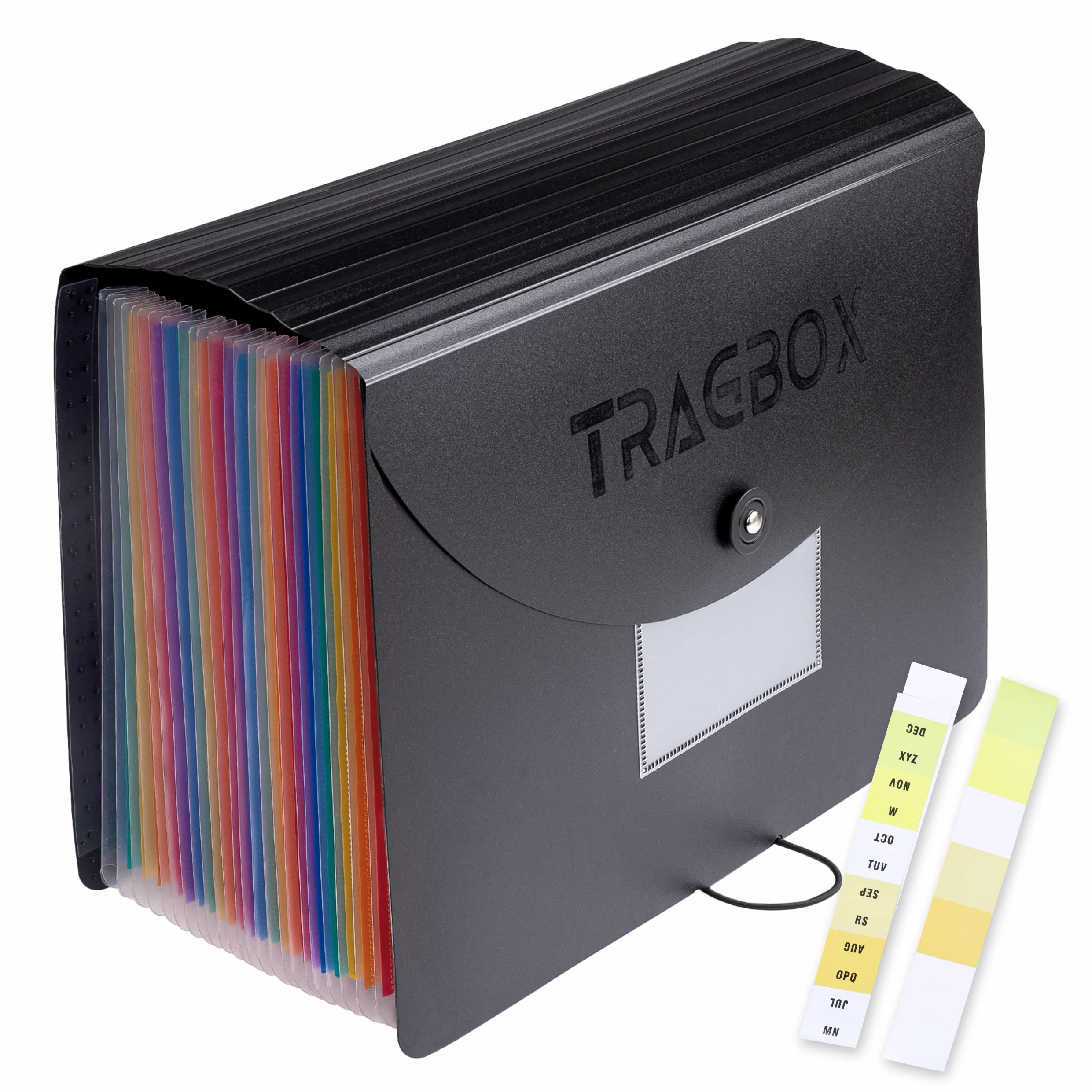 13-Pocket Accordion File Organizer - Expanding Document Folder with Cover for A4/Letter Size Papers - High Capacity Plastic Colored Filing System for Office, School & Home Organization