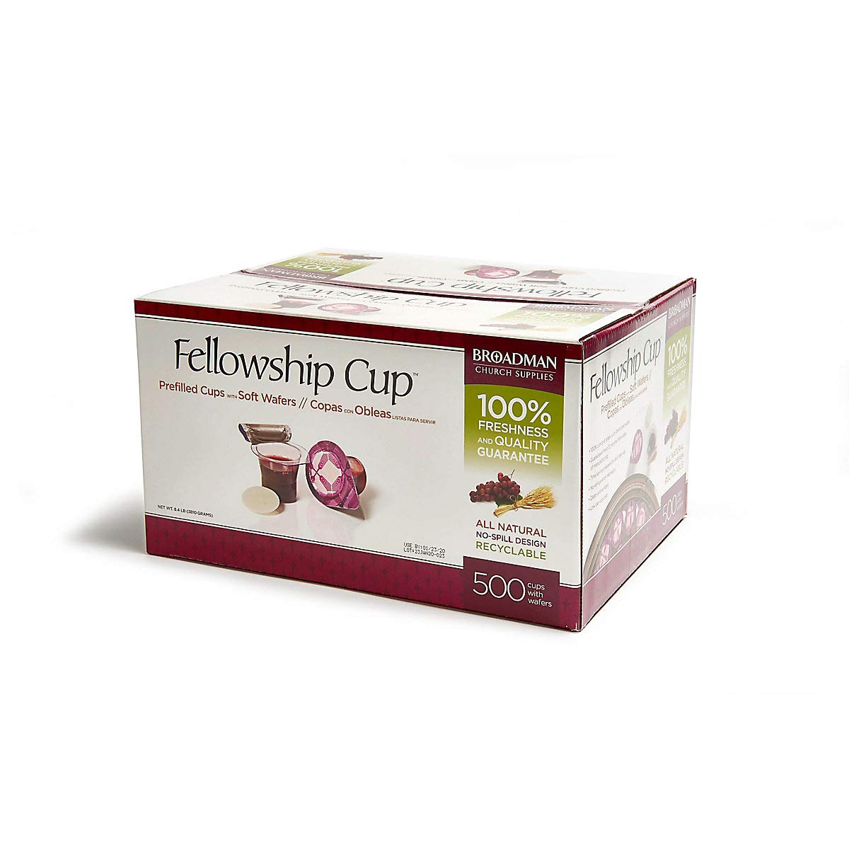 BROADMAN CHURCH SUPPLIES Pre-filled Communion Cups with Juice & Wafer - 500 Count Set for Holy Communion Services, Church Gatherings & Religious Ceremonies