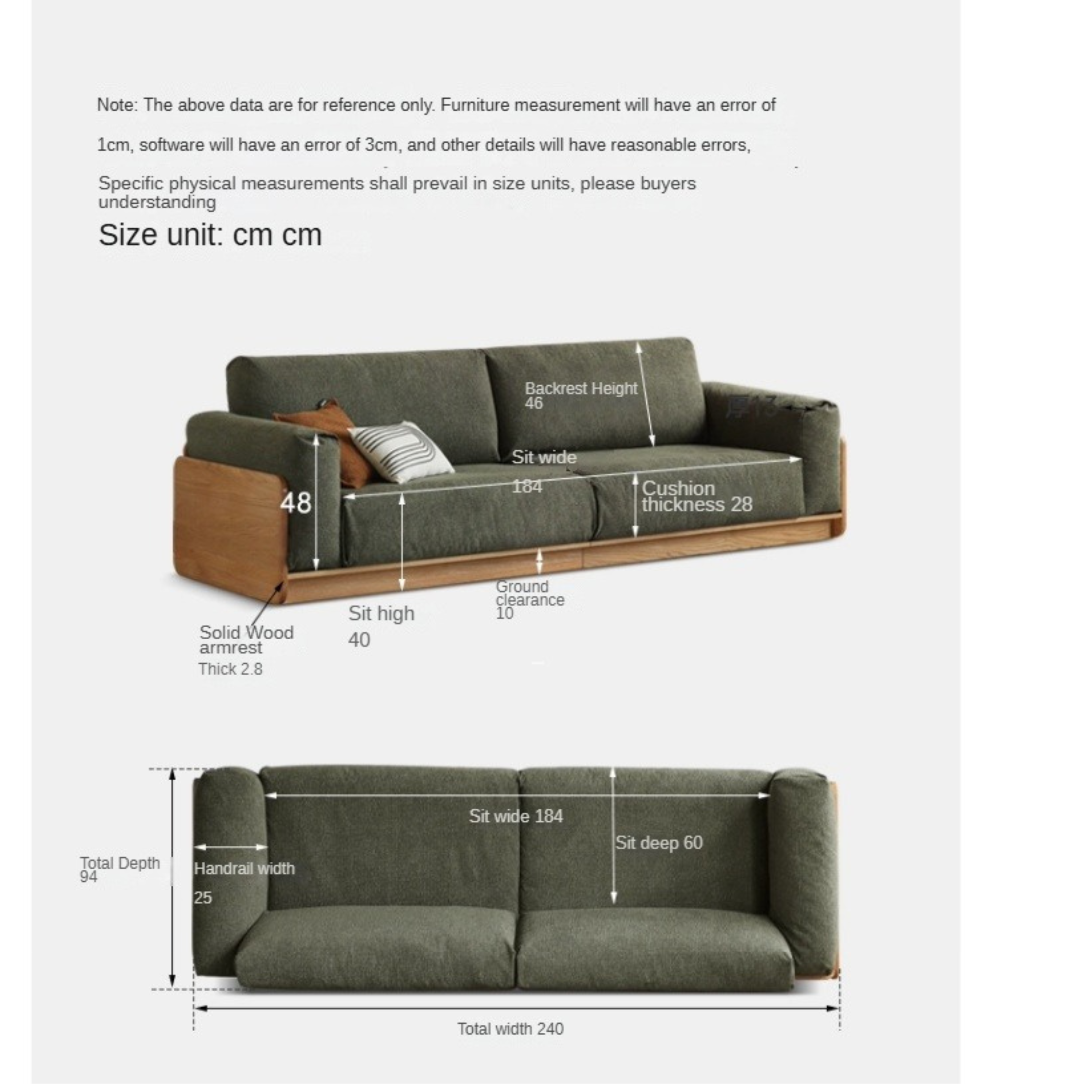 Modern Oak Solid Wood Straight Floor Sofa - Elegant & Durable Living Room Seating for Home, Office, or Lounge Areas