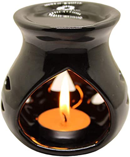 Premium AIR-ROMA Ceramic Essential Oil Diffuser - Black Aromatherapy Burner for Home, Office & Spa Relaxation | Perfect for Stress Relief, Yoga & Meditation