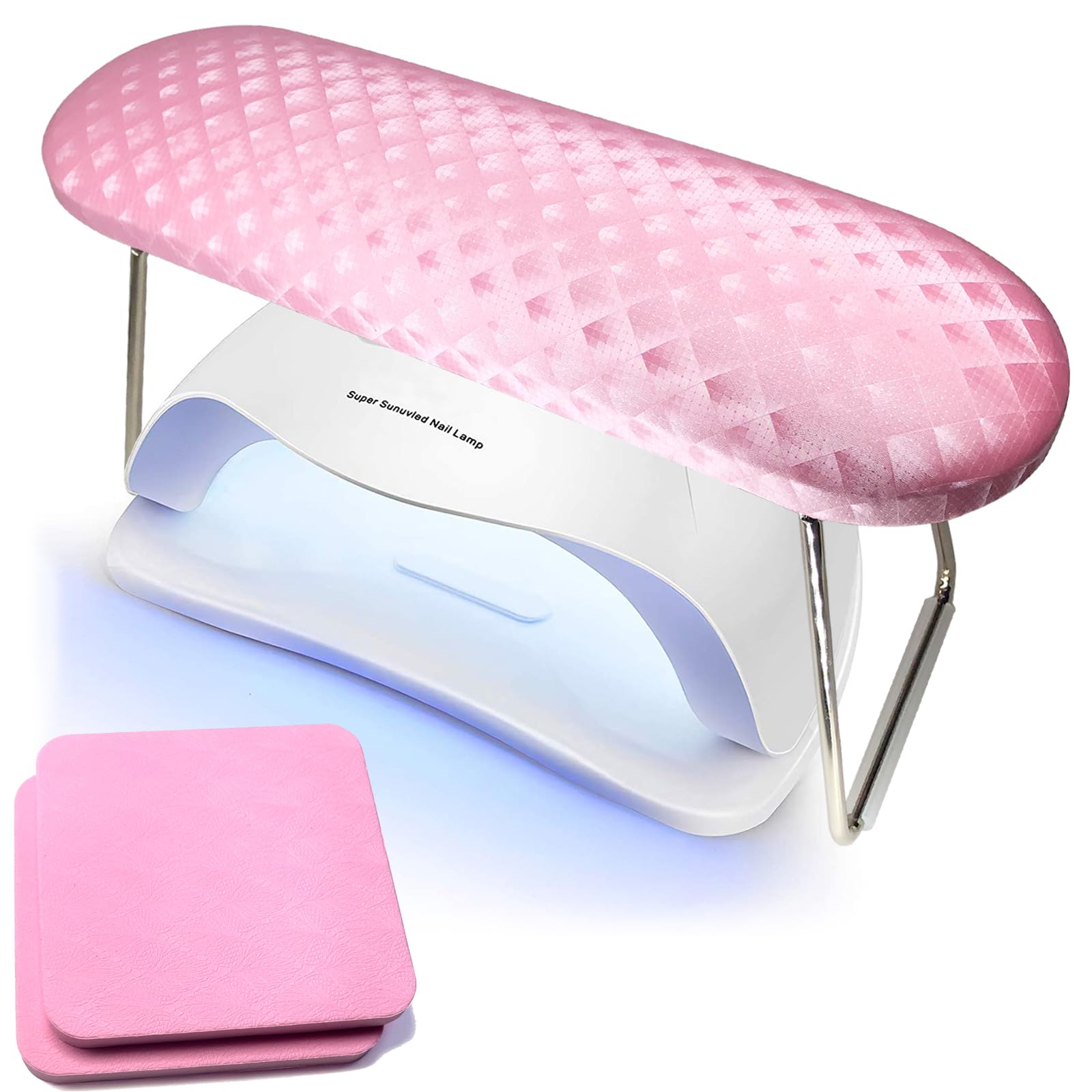 Professional Nail Arm Rest Hand Pillow - Soft Microfiber Leather Manicure Cushion with Non-Slip Base | Ergonomic Support for Nail Techs & DIY Manicures | Perfect for Salon, Home Spa & Professional Nail Stations (Pink)