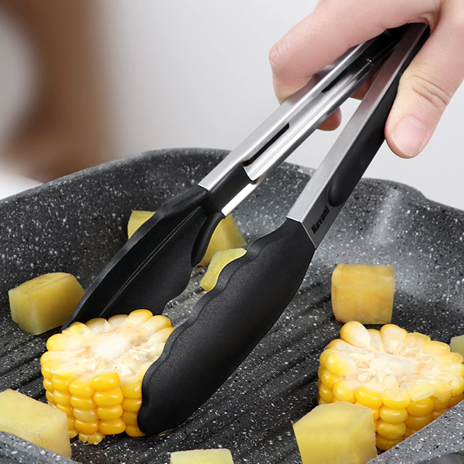 Navani 9-Inch Silicone Kitchen Tongs - Heat Resistant Non-Stick Cooking Tongs for Air Fryer, Salad, Pasta & BBQ | Perfect for Flipping, Serving & Grilling